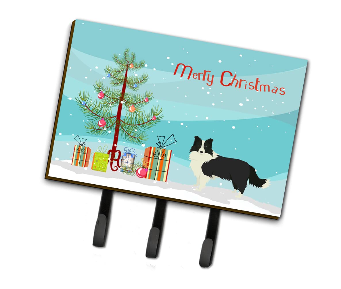 Border Collie Christmas Tree Leash & Key Holder Hooks - Holiday Dog Decor for Wall or Door - Perfect for Pet Lovers & Christmas Decorations