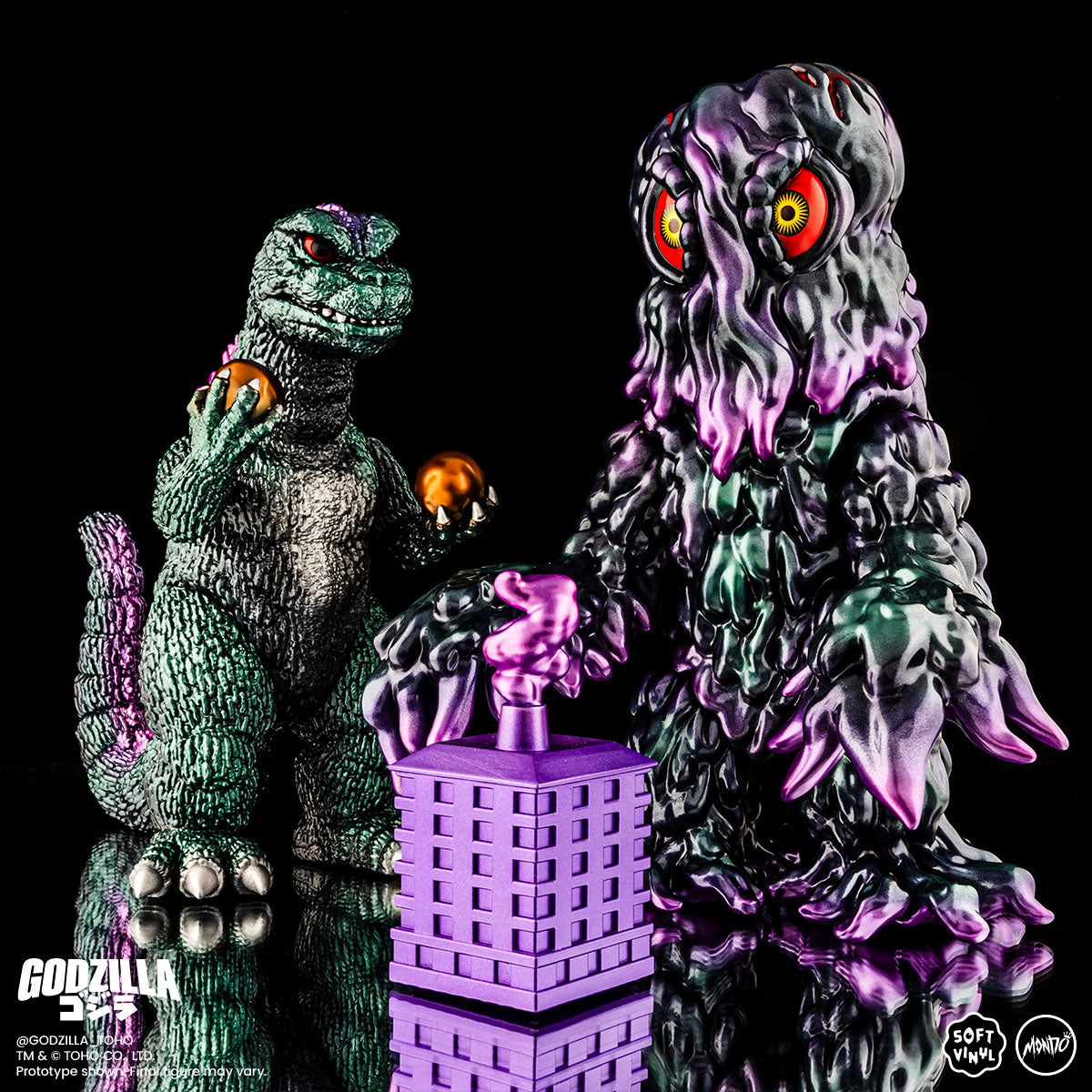 Godzilla vs Hedorah Soft Vinyl Figure Set - Limited Edition Oil Slick Variant - Japanese Kaiju Collectible for Display & Home Decor