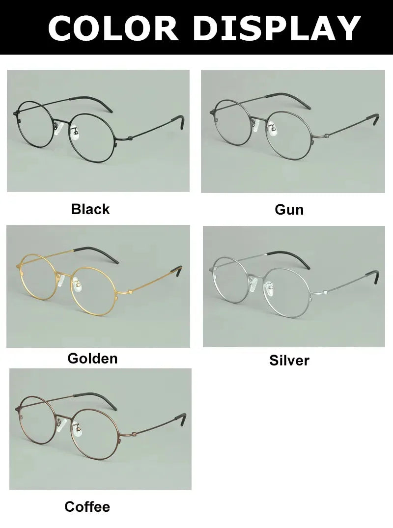 Aimee Unisex Full Rim Round Titanium Eyeglasses Frame 14502 - Lightweight Durable Glasses for Men & Women, Perfect for Reading, Work, and Everyday Use