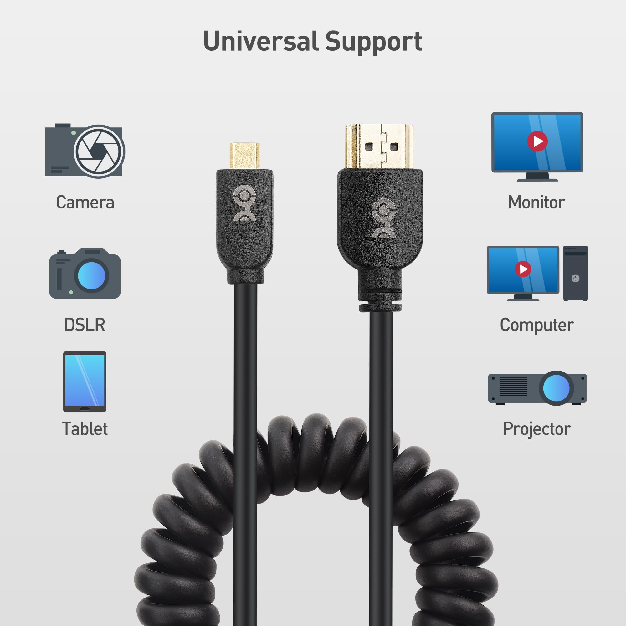 Cable Matters 48Gbps 8K Micro HDMI Coiled Cable 1-3ft - Supports 8K@60Hz, 4K@240Hz & HDR - High Speed Micro HDMI Cable for Laptops, Cameras, DSLRs, Monitors - Perfect for Gaming, Streaming & Professional Video Editing
