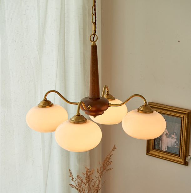 Modern LED Wood Pendant Light - French Style Chandelier for Dining Room, Kitchen Island & Bedroom Lighting