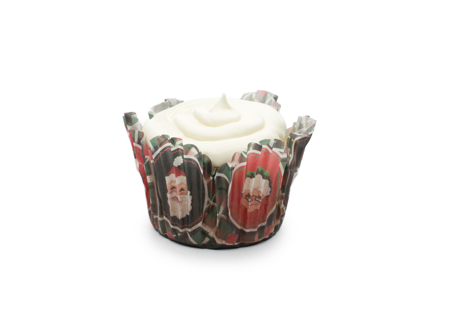 Fox Run Christmas Disposable Baking Cups - 3.5 x 3.5 x 2 Inch Colorful Paper Liners for Holiday Cupcakes, Muffins & Party Desserts