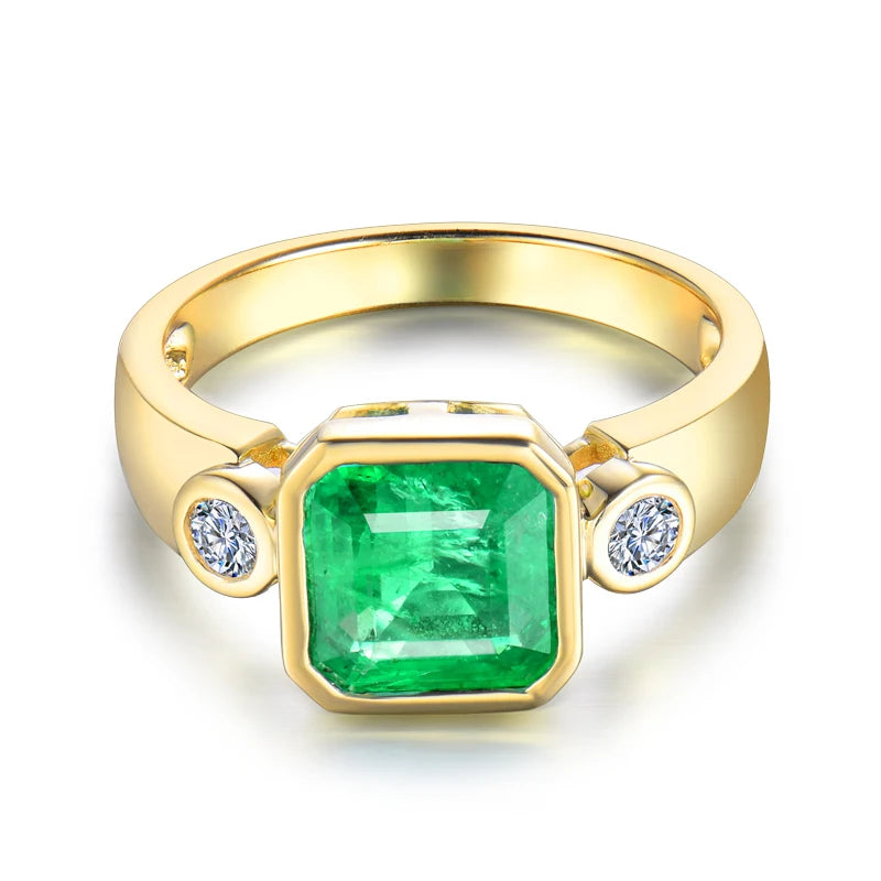 14K Gold Emerald and Diamond Ring for Women - Elegant Party Jewelry for Weddings, Anniversaries & Special Occasions