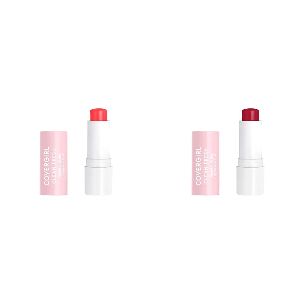 COVERGIRL Clean Fresh Tinted Lip Balm Set - Life is Pink & I Cherry-Ish You (2 Pack) | Moisturizing, Natural-Looking Color | Perfect for Everyday Wear & On-The-Go Touch Ups