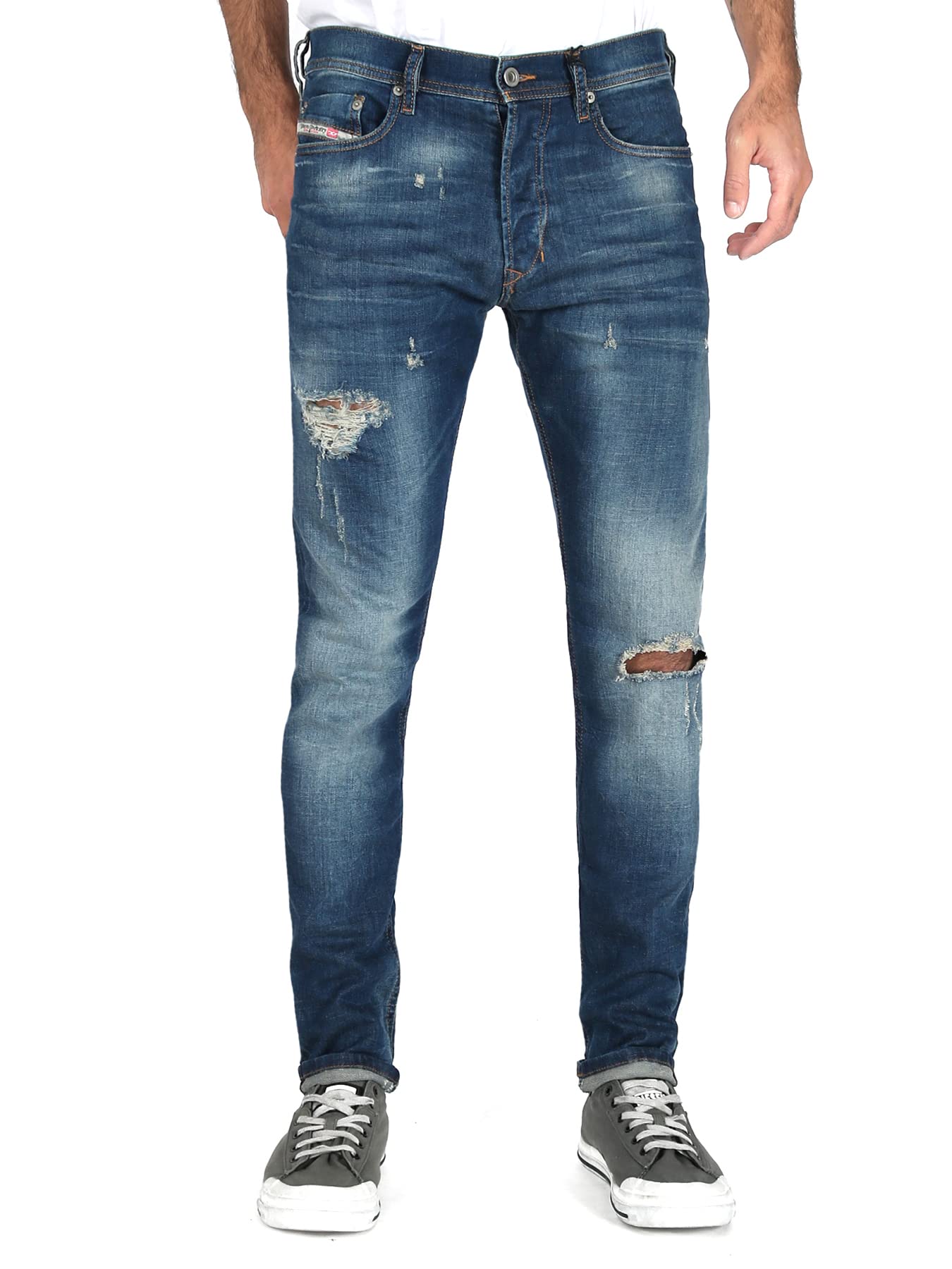 Diesel Men's Tepphar Skinny Jeans - Slim Fit Stretch Denim Pants for Casual Wear & Night Out