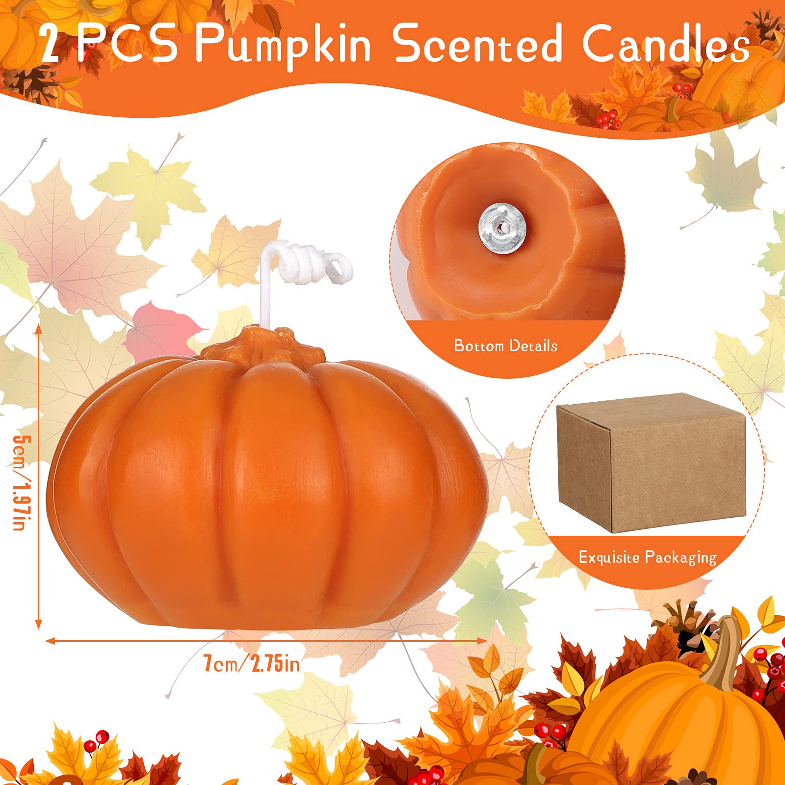 Pumpkin Scented Candles for Thanksgiving & Halloween Decor - Home, Kitchen, Party