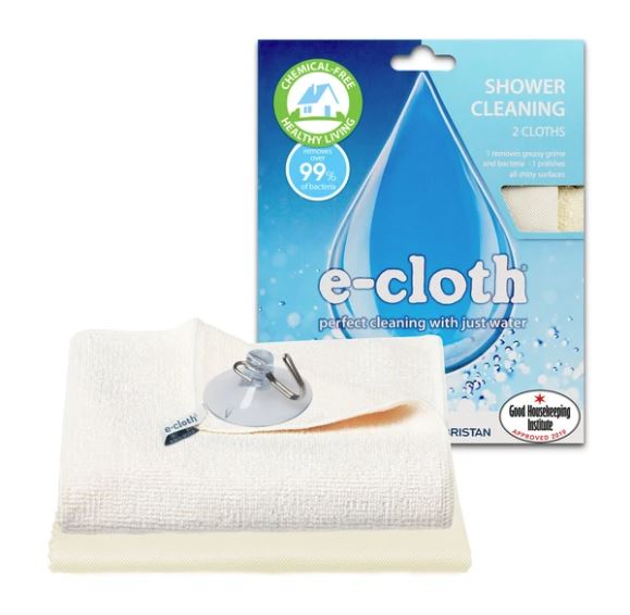 E-Cloth Shower Cleaning Pack - Microfiber Towels for Streak-Free Shower Glass, Tiles & Mirrors - Perfect for Bathroom Cleaning & Home Maintenance