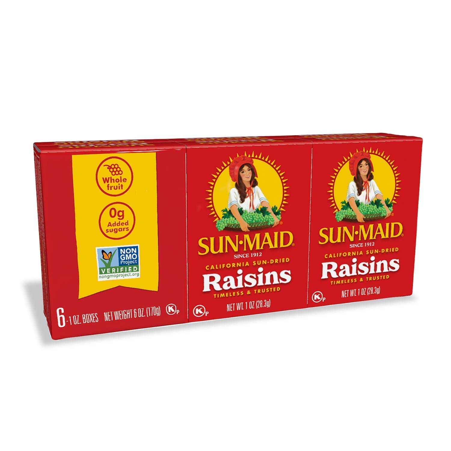 Sun-Maid California Sun-Dried Raisins & Vanilla Yogurt Coated Raisins (6 Pack) - Healthy Dried Fruit Snacks for Kids & Adults | Perfect for Lunch Boxes, Office Snacks & On-the-Go Energy Boost