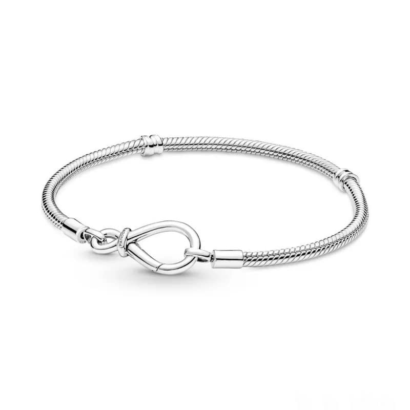 Pandora Moments Infinity Knot Snake Chain Bracelet - Sterling Silver Charm Bracelet for Women - Compatible with Pandora Charms - Elegant Gift for Her with Gift Box - Perfect for Anniversaries, Birthdays & Special Occasions
