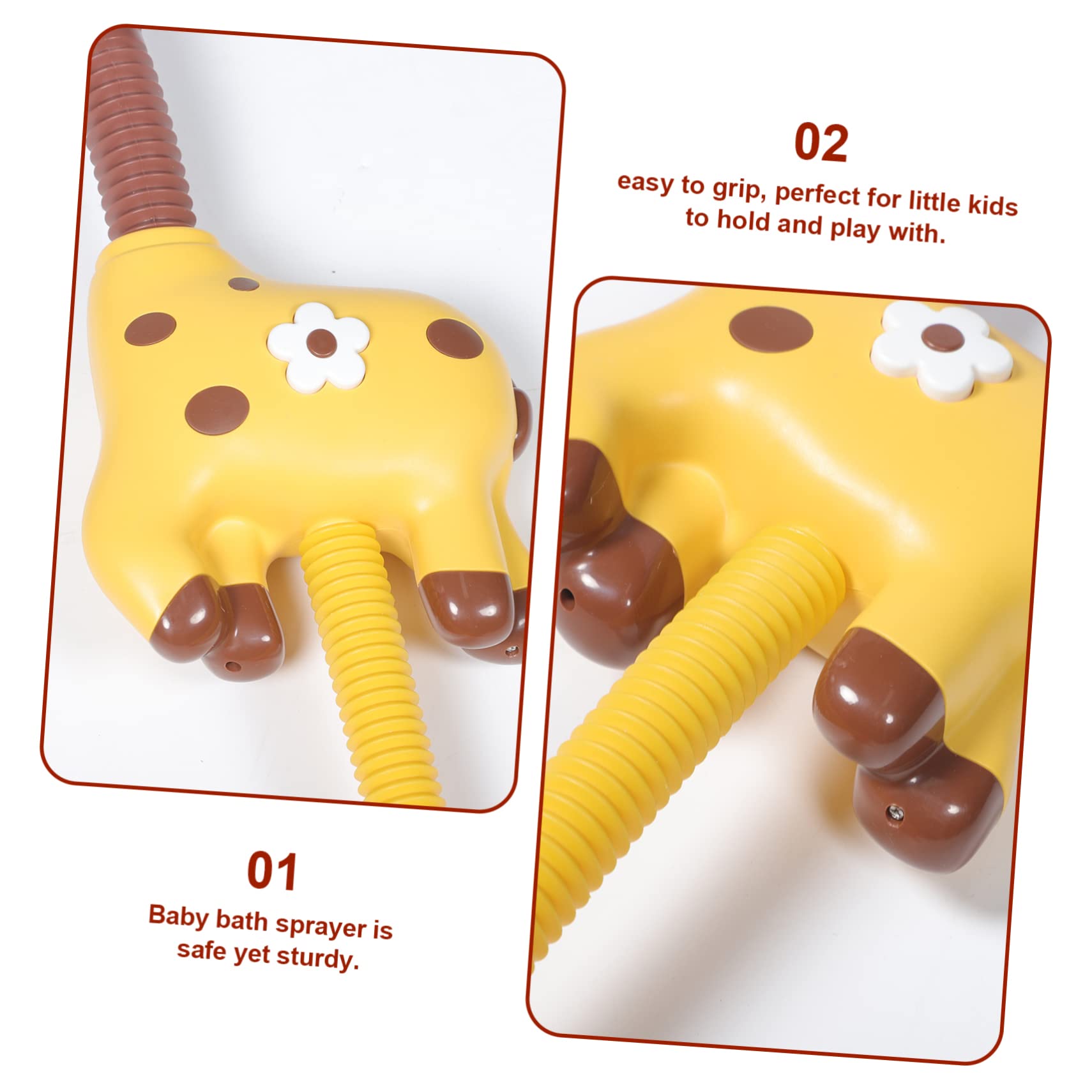 Angoily 2-Pack Giraffe Shower Head Bath Toys for Kids - Fun Animal-Themed Bath Sprayer with Adjustable Water Flow - Perfect for Toddler Bathtime Play & Sensory Development (Yellow Plastic)