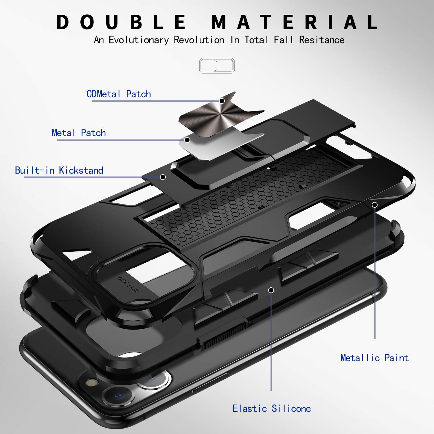 **Shockproof Heavy Duty Armor Phone Case for iPhone 11 Pro Max (6.5 Inch) - Black with Kickstand & Ring Holder | Military-Grade Drop Protection | Perfect for Outdoor, Travel & Daily Use**