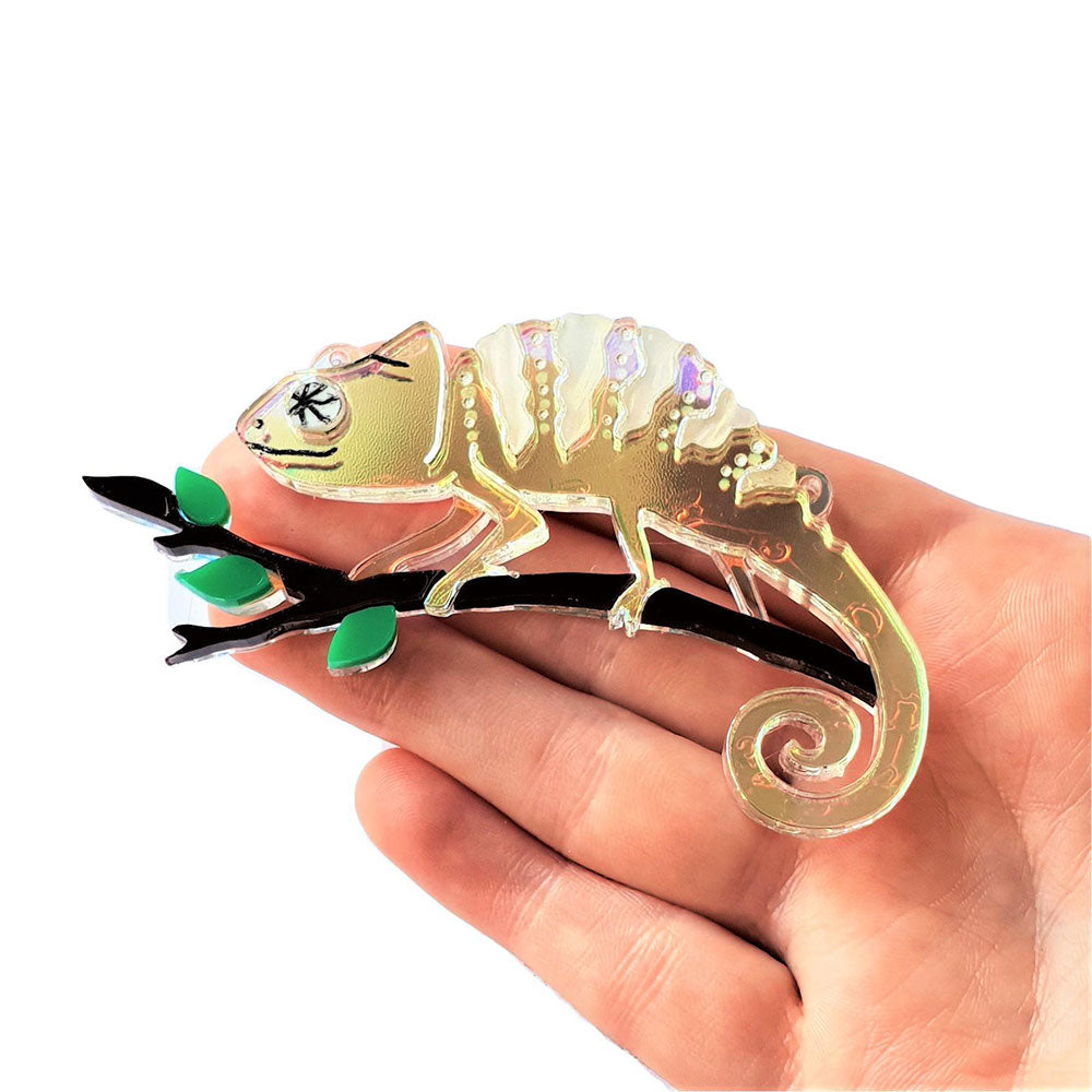 Elegant Chameleon Brooch - Adjustable Pin for Women | Vintage Style Reptile Jewelry by Cherryloco | Perfect for Parties, Weddings & Special Occasions