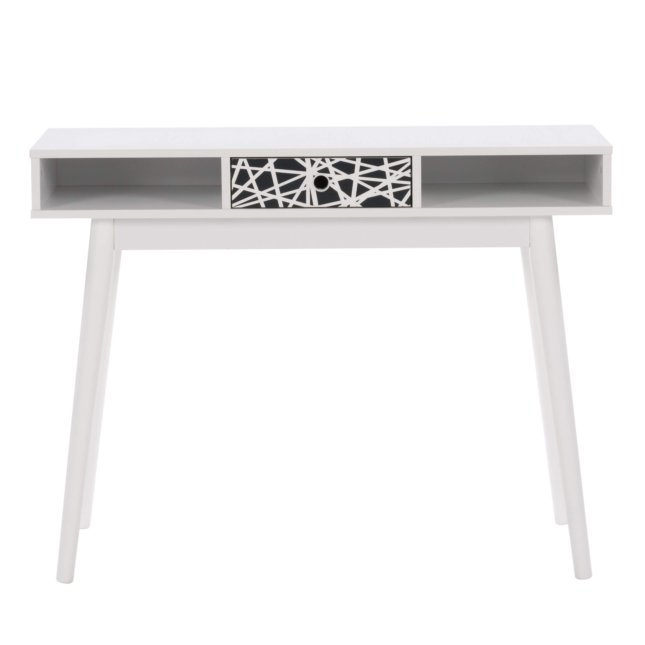 CorLiving Acerra White Engineered Wood Entryway Table with Black & White Accent Drawer - Modern Console Table for Hallway, Foyer & Living Room Decor - Perfect for Entryway Storage & Home Organization