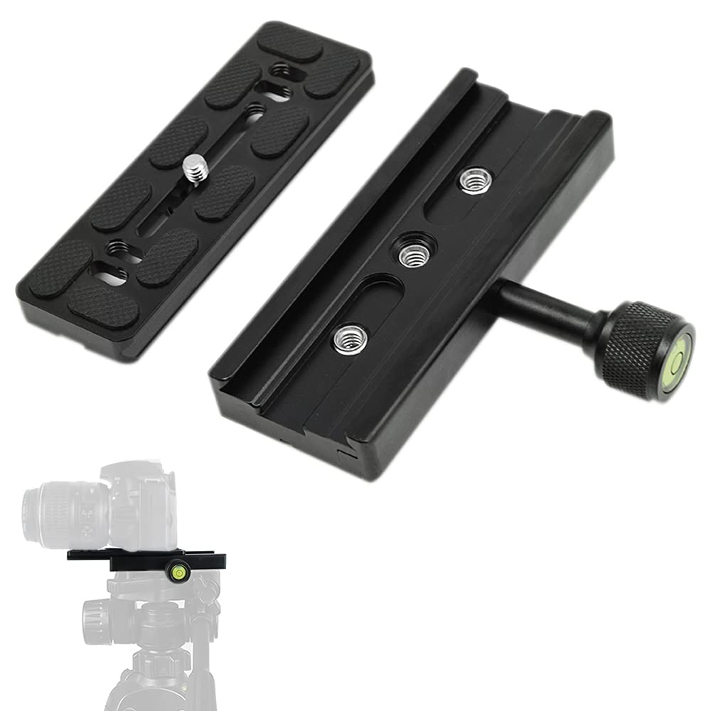 Fotoconic 120mm 1/4 Inch Quick Release Plate Clamp Adapter with 1/4-3/8 Inch Screws - Compatible with Arca Swiss, Canon, Nikon, Sony DSLR Cameras, Tripods, Monopods & Ball Heads - Perfect for Photography, Videography & Stabilization