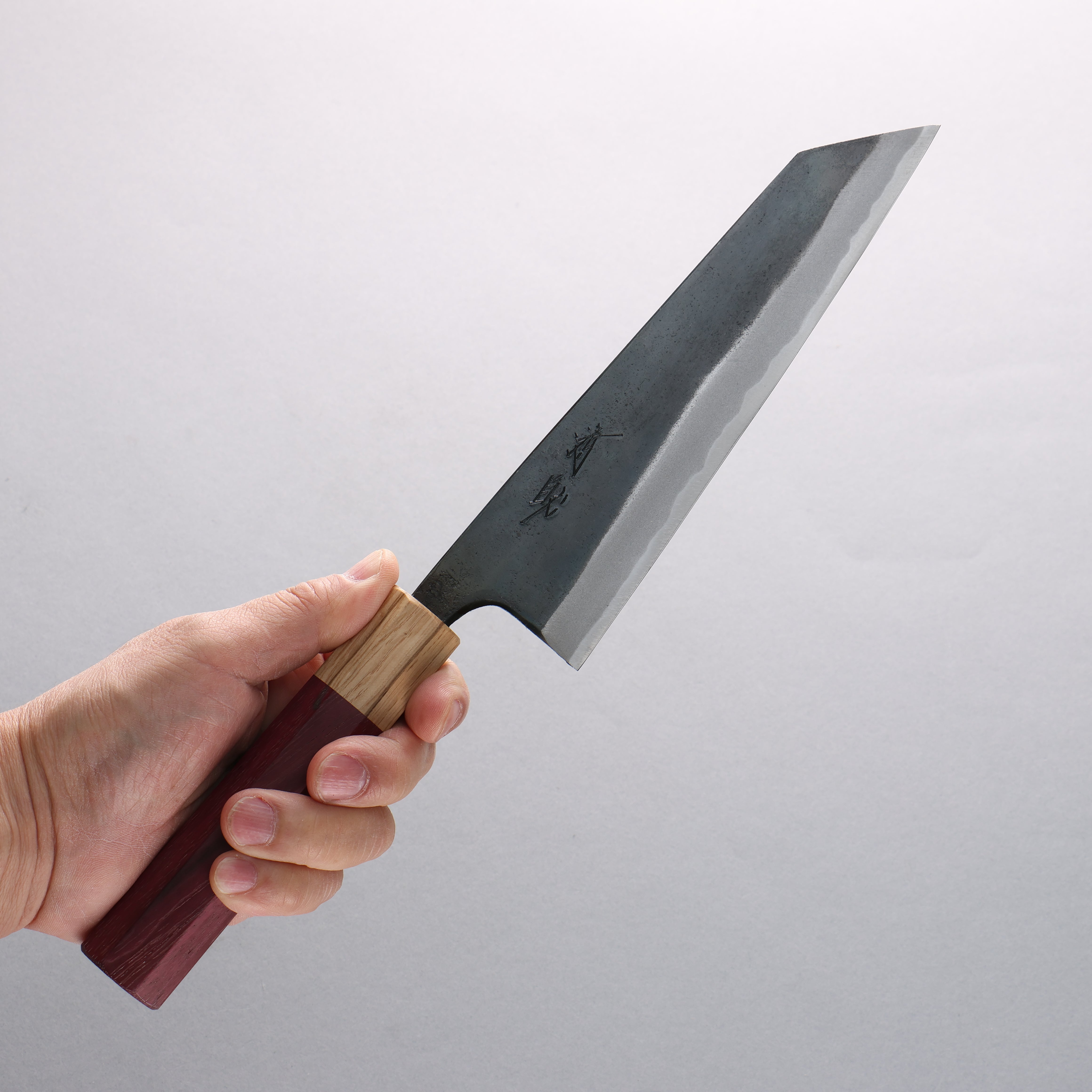 Premium Seisuke Blue Super Black Bunka Knife 180mm - Japanese Kitchen Knife with Purpleheart Wood & Oak Ferrule Handle - Ideal for Slicing, Dicing & Precision Cooking