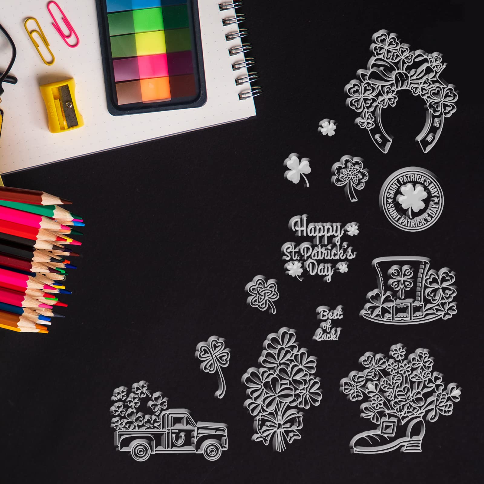 GLOBLELAND Lucky Clover Silicone Clear Stamps for DIY Scrapbooking - St. Patrick's Day, Birthday & Valentine's Day Card Making, Photo Album Decoration, Paper Crafts - Perfect for Handmade Greeting Cards and Craft Projects
