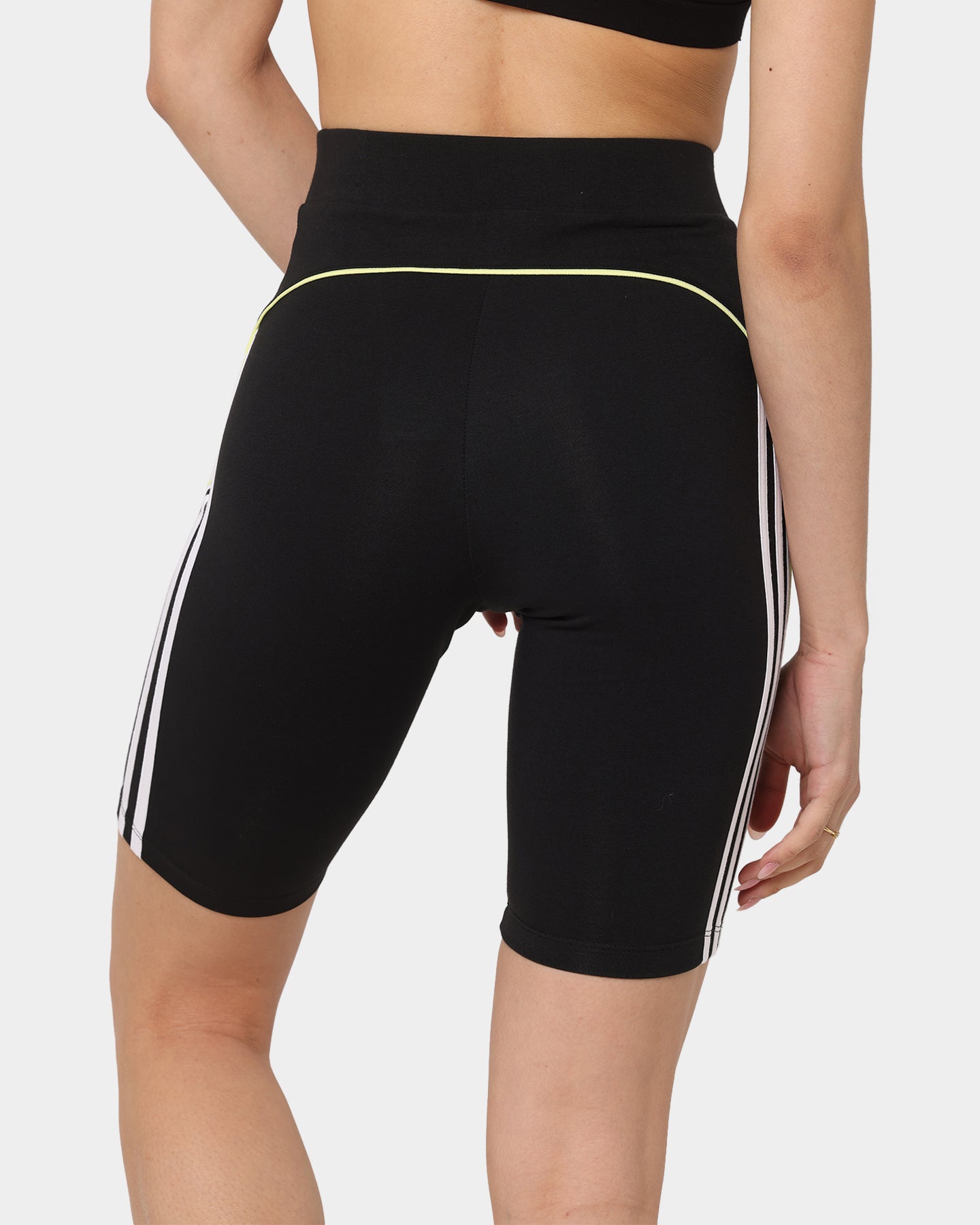 Adidas Women's High Waist Contrast Bike Shorts - Black - Workout, Running, Yoga & Gym Athletic Shorts