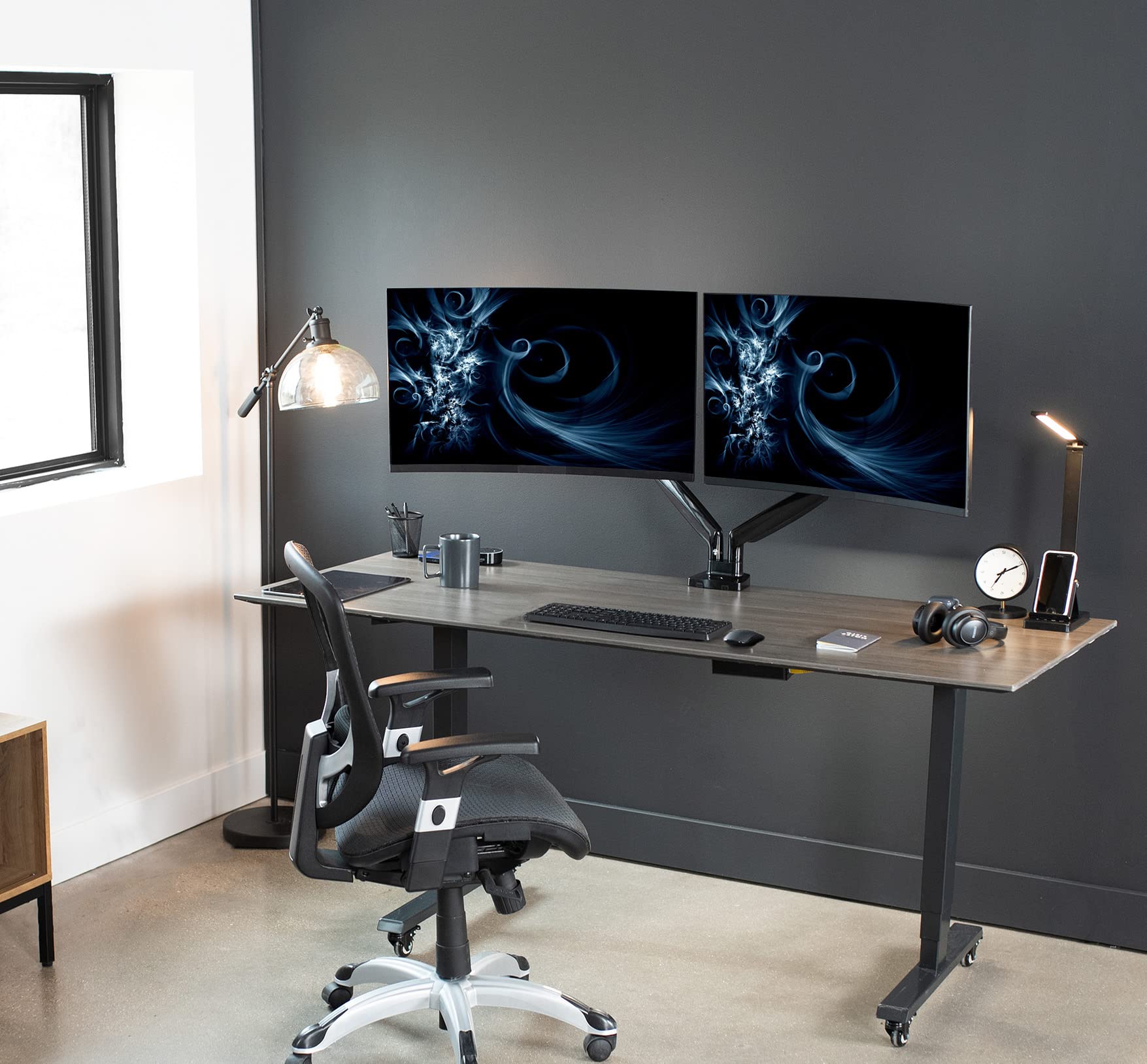 Premium VIVO Aluminum Dual Monitor Arm Stand - Heavy Duty Desk Mount for Ultrawide Screens up to 35