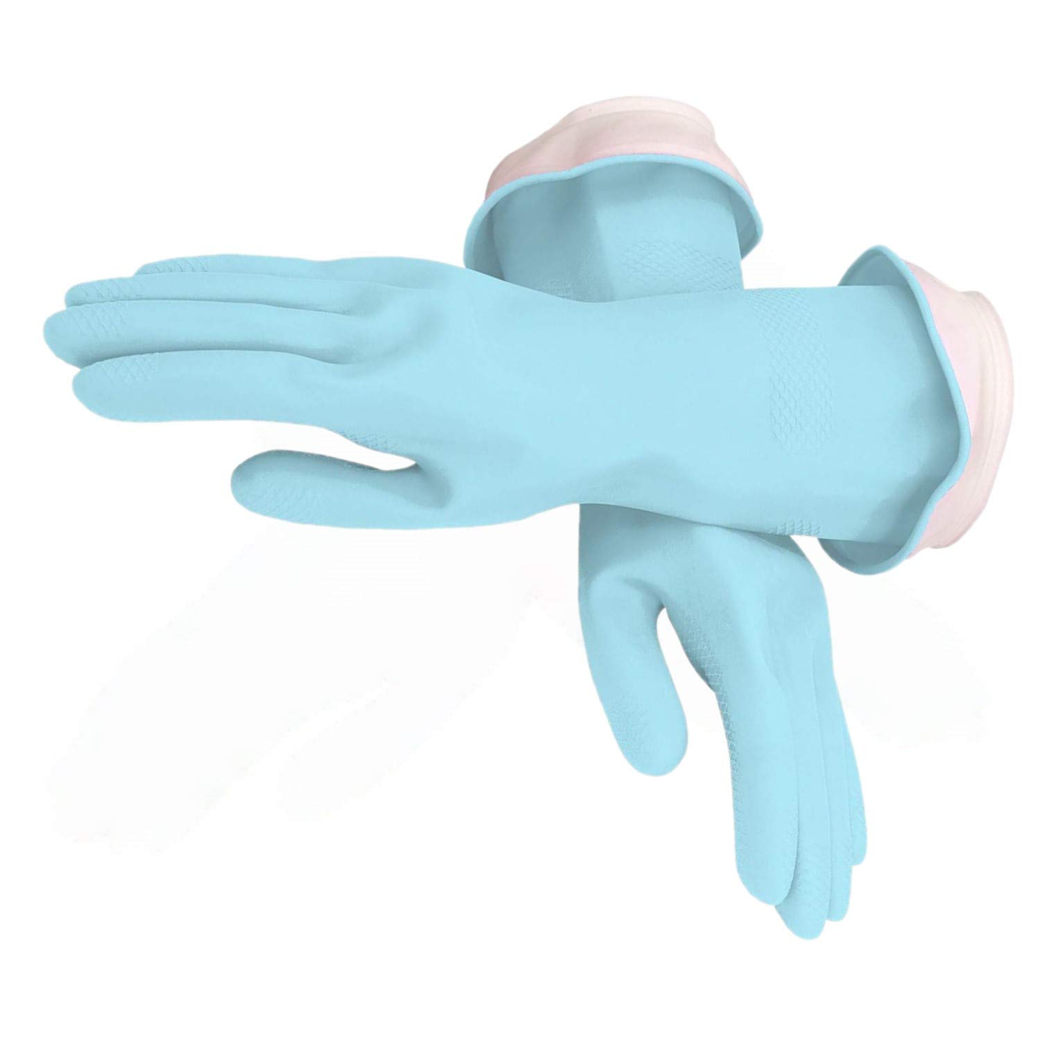 Casabella Premium Waterblock Cleaning Gloves - 6 Pairs (12 Gloves) - Small Size - Durable Rubber Dishwashing Gloves for Kitchen Cleaning, Dish Washing & Household Chores - Blue