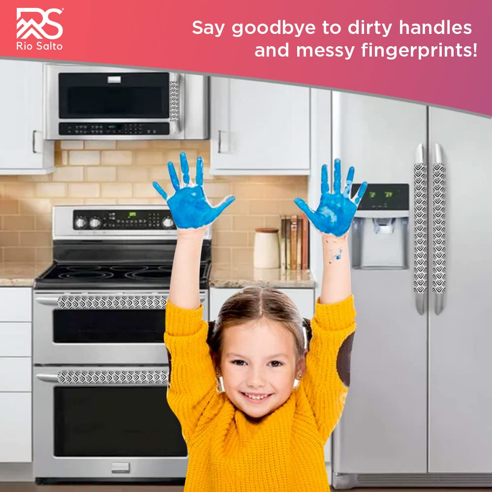 Rio Salto 5-Piece Refrigerator Door Handle Covers Set - Kitchen Decor & Appliance Accessories for Stove, Oven, Dishwasher, Microwave & Fridge - Playful Arrow Design - Protect & Decorate Your Kitchen