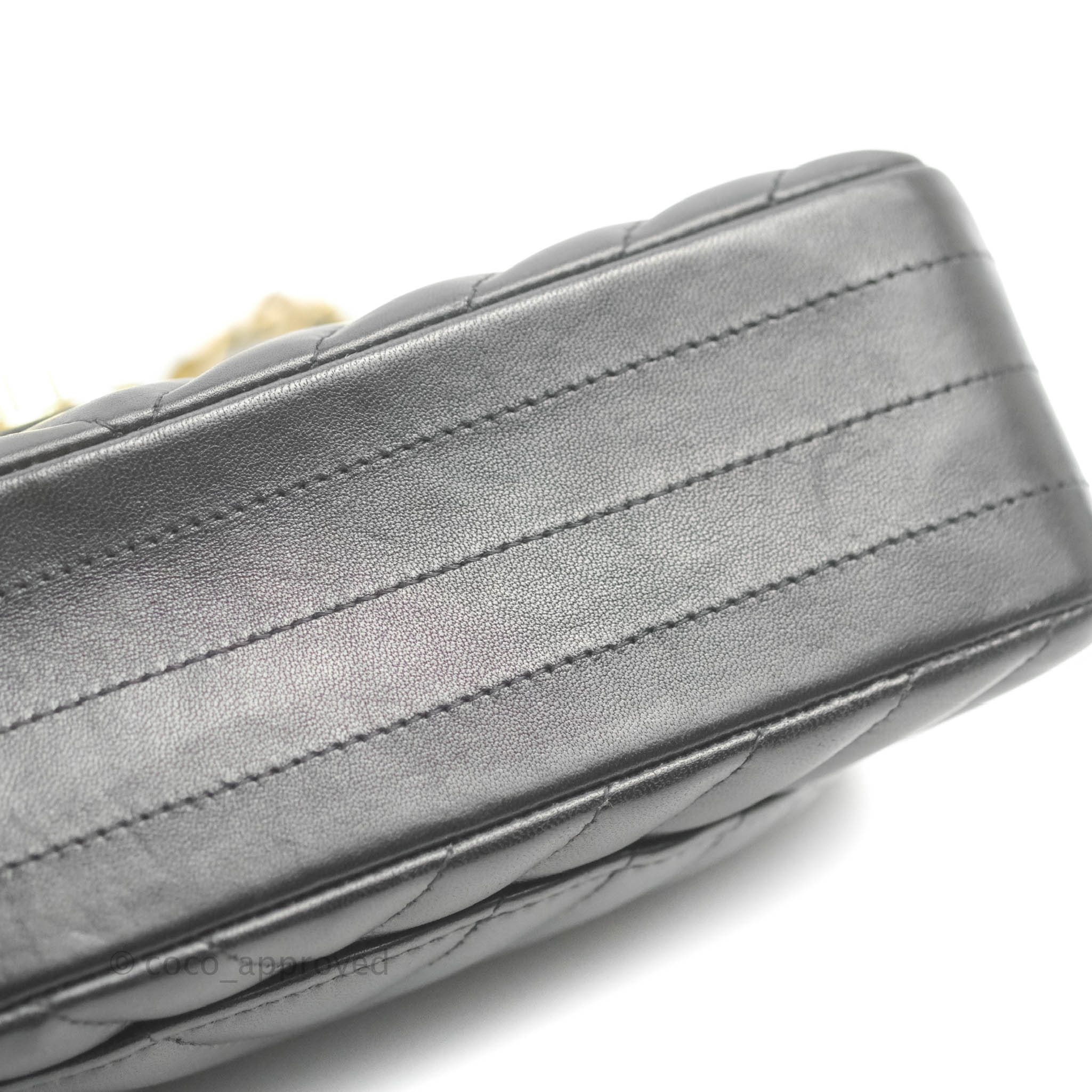 Chanel Classic Chevron Small Medium Double Flap Bag Black Lambskin Leather with Gold Hardware - Luxury Crossbody Purse for Women, Perfect for Date Night & Special Occasions