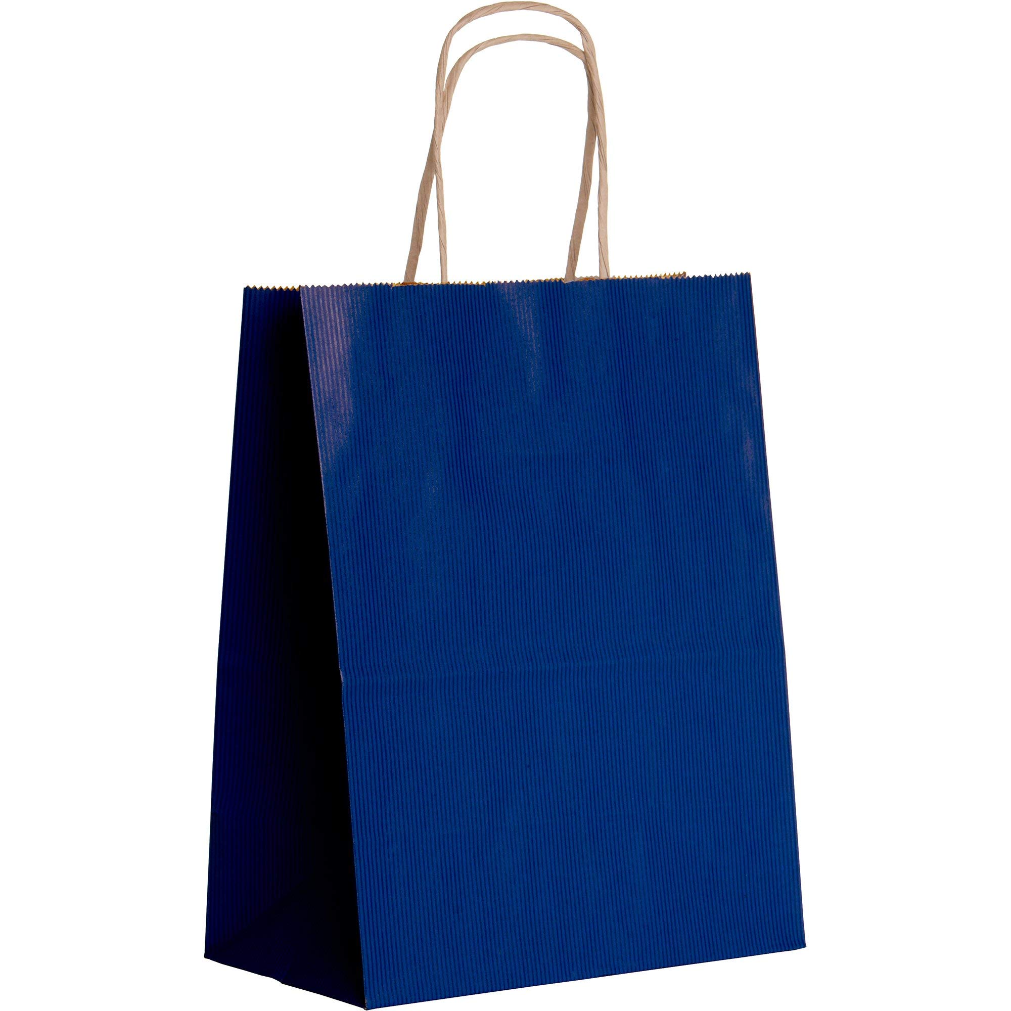 Jillson Roberts Medium Kraft Bags - Navy (100 Pcs) - Eco-Friendly Paper Bags for Retail, Gift Wrapping & Party Favors