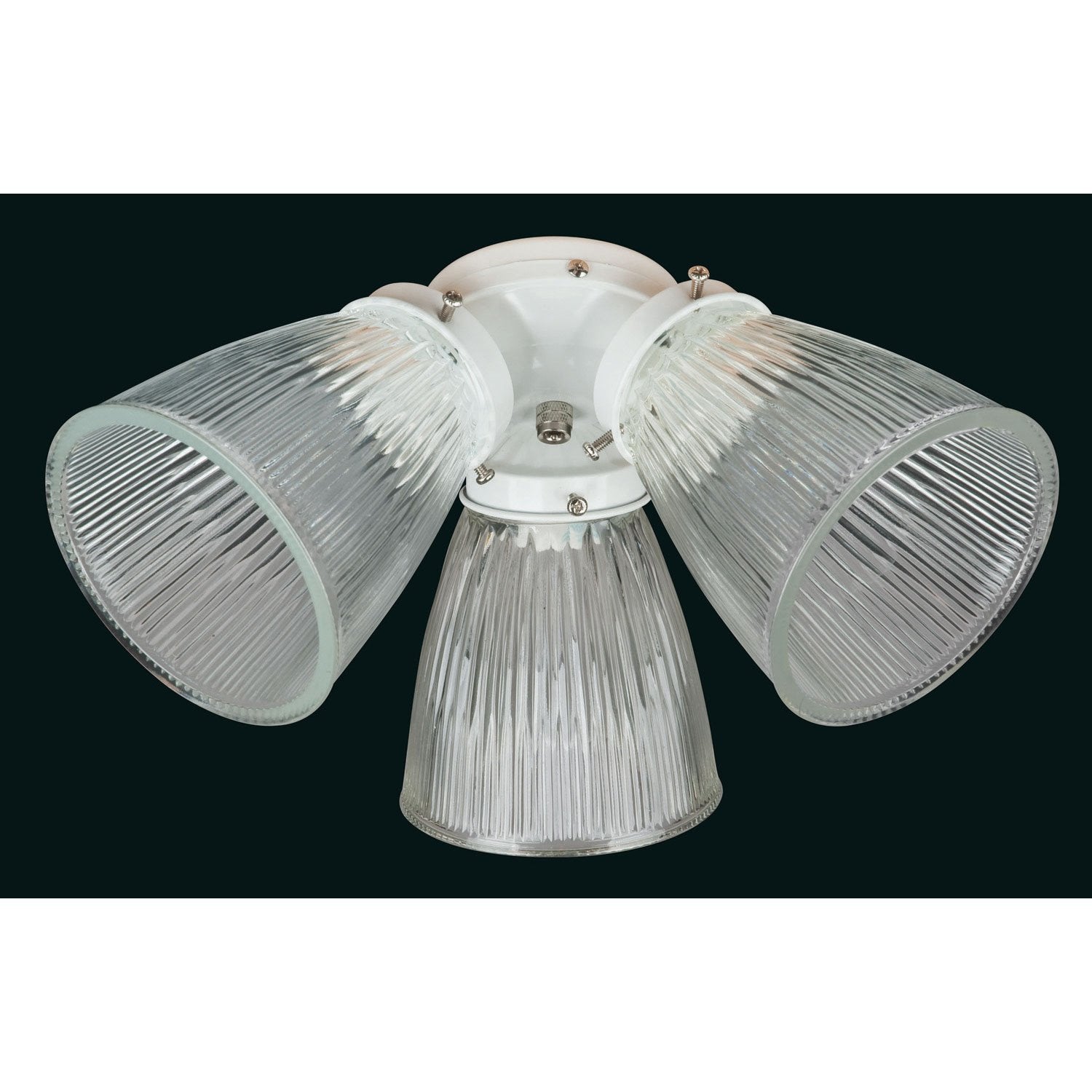 Concord Fans 3-Light Ceiling Fan Kit with Clear Glass Shades - White Finish for Bedroom, Living Room & Indoor Spaces