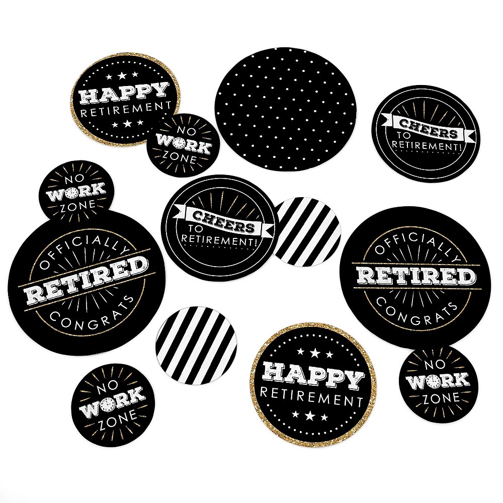 Happy Retirement Party Decorations - Giant Circle Confetti (27 Count) for Retirement Celebrations, Office Farewells & Milestone Events