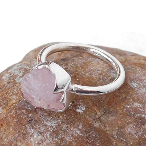 925 Sterling Silver Pink Morganite Ring with Prong Setting - Elegant Morganite Crystal Jewelry for Women | Perfect for Engagement, Anniversary & Special Occasions