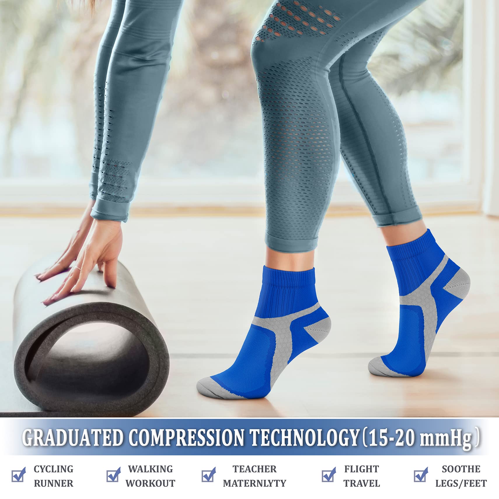 CHARMKING 15-20 mmHg Compression Socks for Women & Men - Best for Running, Cycling, Nursing & Daily Wear - Improve Blood Circulation & Reduce Leg Fatigue (Ideal for Athletes, Travelers & Professionals)