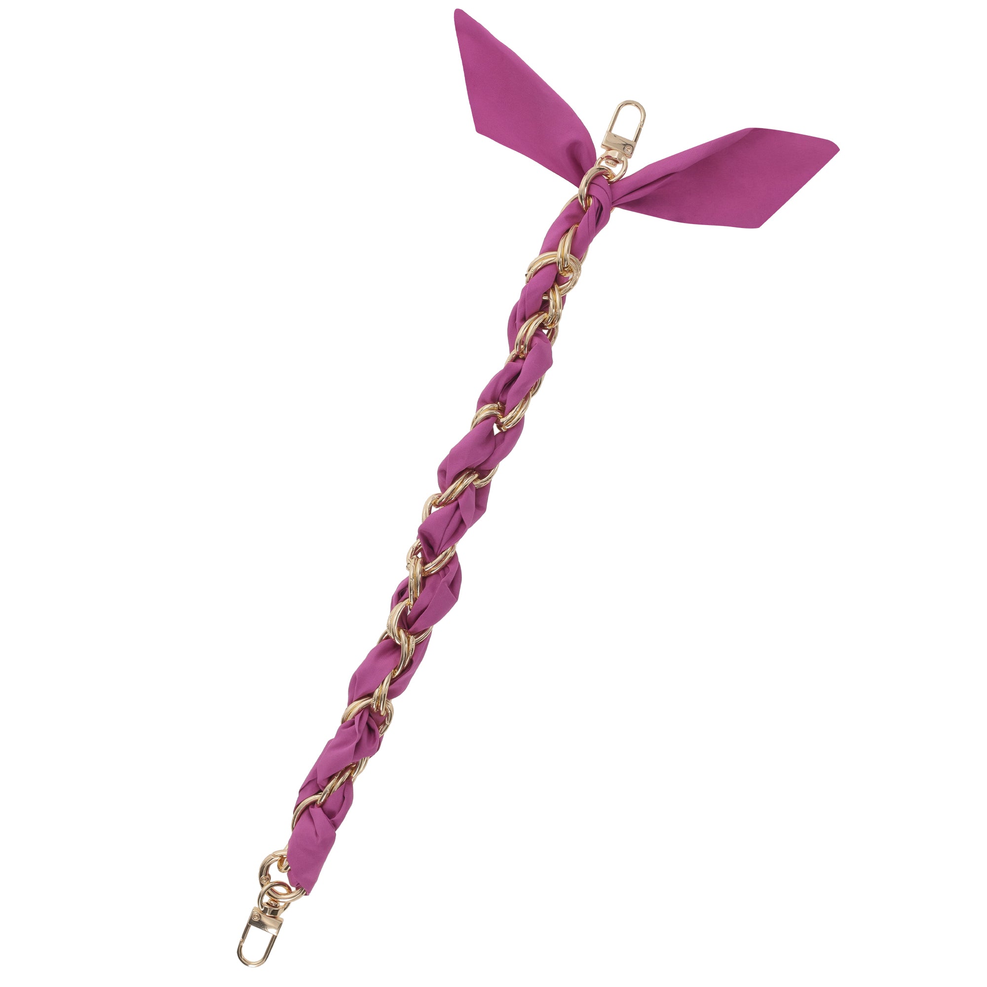 Luxury Purple & Pink Silk Satin Scarf with Chain Wrist Strap & Clip Holder - Elegant Fashion Accessory for Women, Perfect for Parties, Weddings & Everyday Style