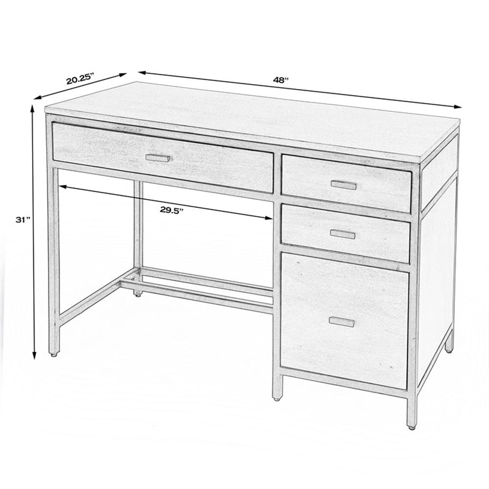 Butler Specialty Company Hans Natural Wood Storage Desk - Stylish Home Office Desk with Ample Storage Space for Study, Work, and Organization