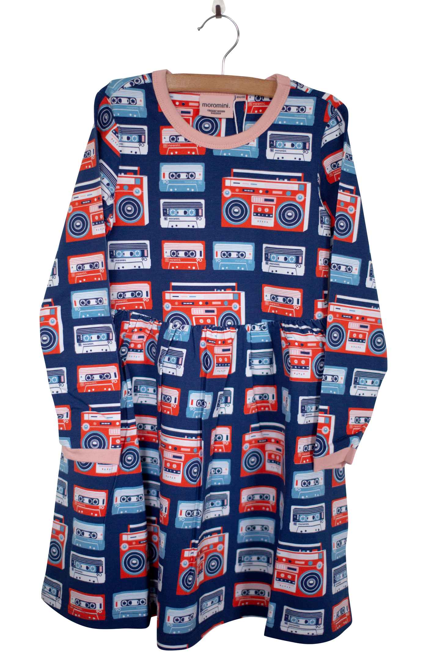 Moromini Vintage Cassette Boomblaster Print Girls Dress - Retro Music Inspired Kids Fashion for Parties, School & Casual Wear