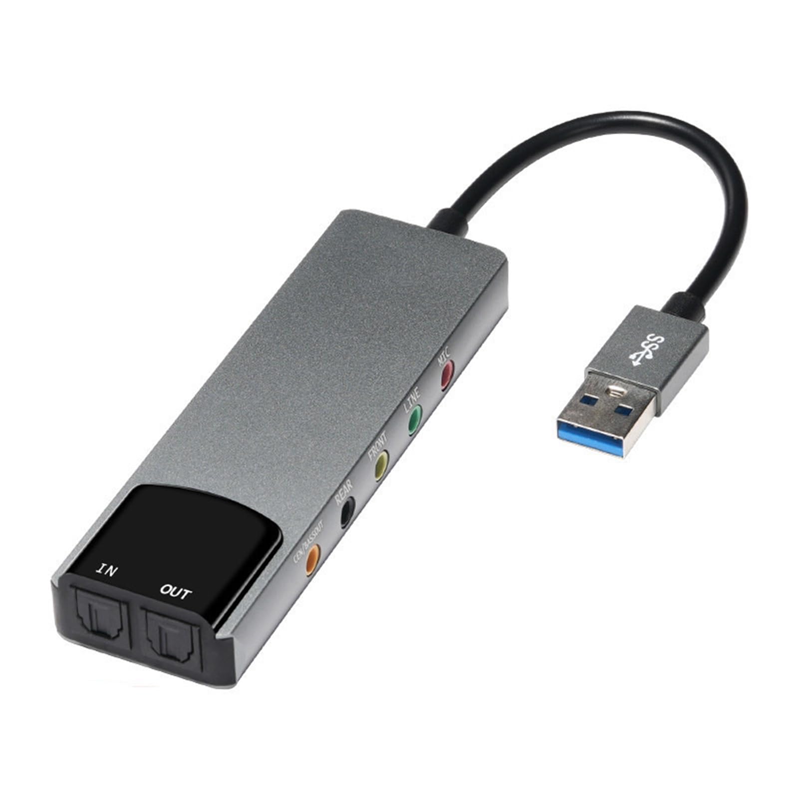 FXWTICH USB External Sound Card with Fiber Optic SPDIF - 7.1 Channel Audio Adapter for PC/Laptop - Plug & Play Multi-Function Sound Card (Grey) - Perfect for Gaming, Streaming & Home Theater Systems