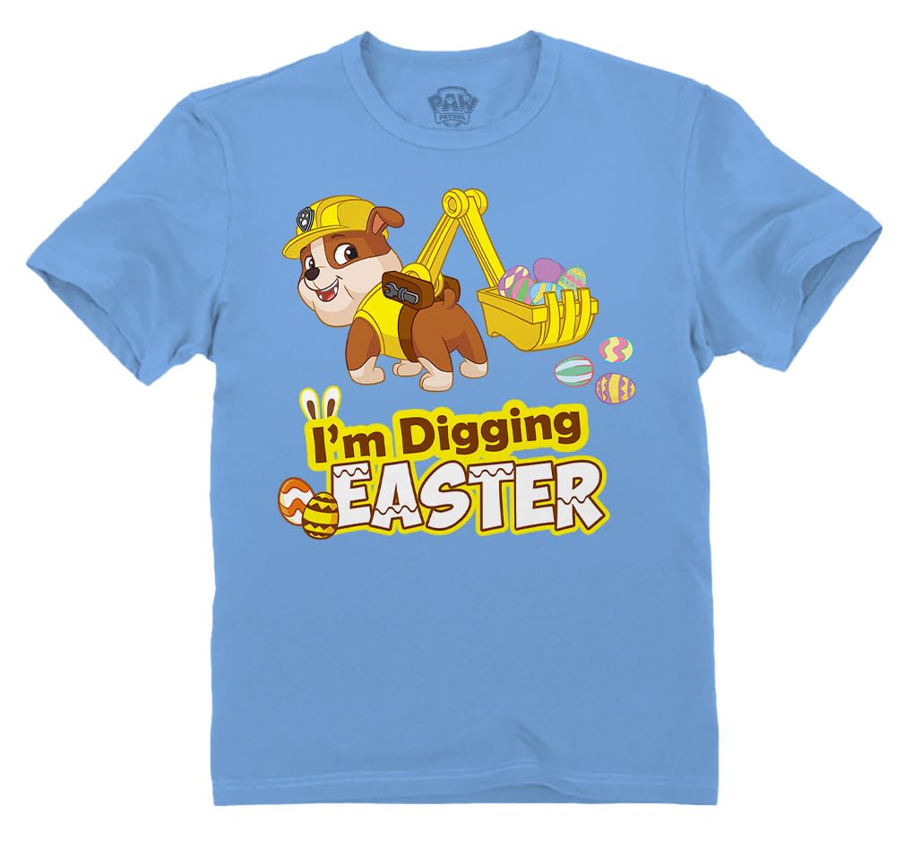 Paw Patrol Rubble Easter Egg Hunt T-Shirt for Toddler Boys & Girls - Cute Digging Design for Kids Egg Hunting & Spring Party Outfits