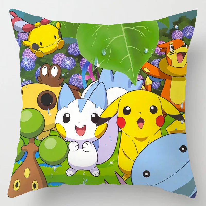 Pokemon Pillow & Cushion Covers - Soft Anime Character Bedding Decor for Kids Room, Gaming Chair, Sofa & Car Accessories