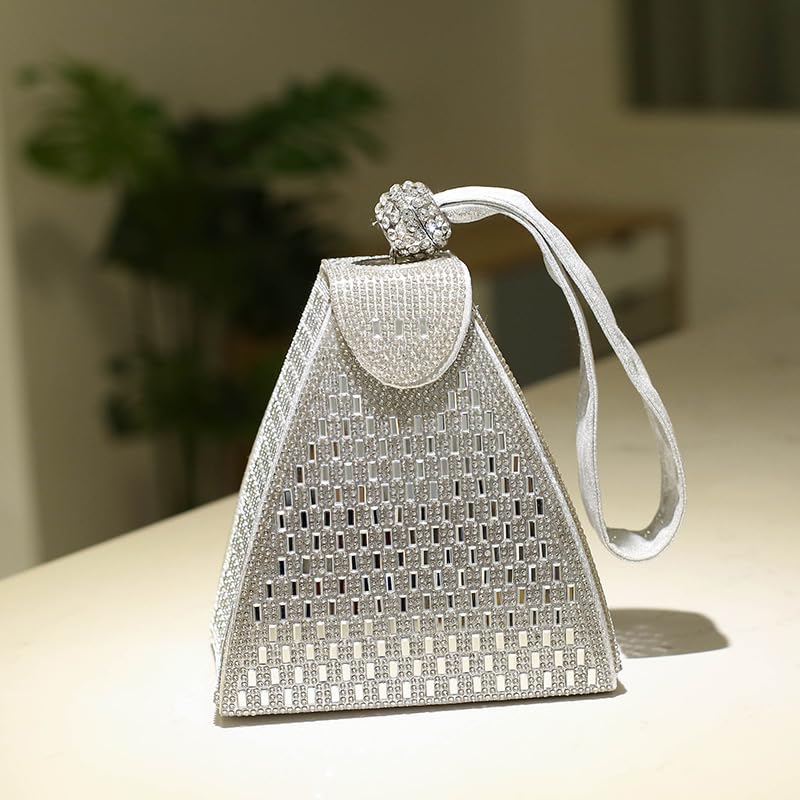 Verano Hill Crystal Pyramid Handbag for Women - Elegant Evening Clutch with Rhinestone Embellishments | Perfect for Parties, Weddings & Special Occasions