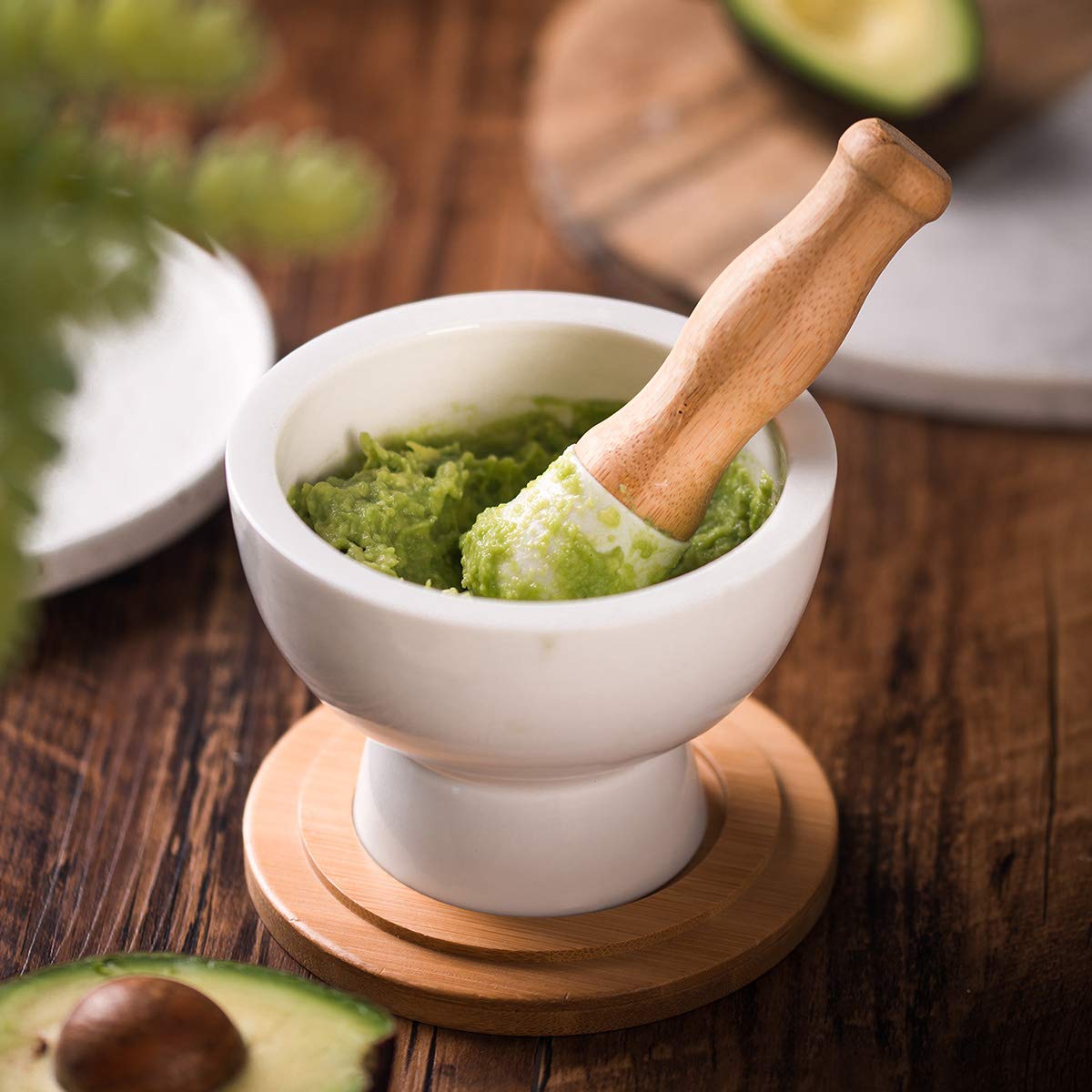 Premium Porcelain Mortar and Pestle Set - Spice Grinder, Herb Crusher, Pill Crusher & Pesto Maker - Non-Slip Base - Perfect for Guacamole, Seasonings & Paste - Ideal Kitchen Gift for Cooking Enthusiasts