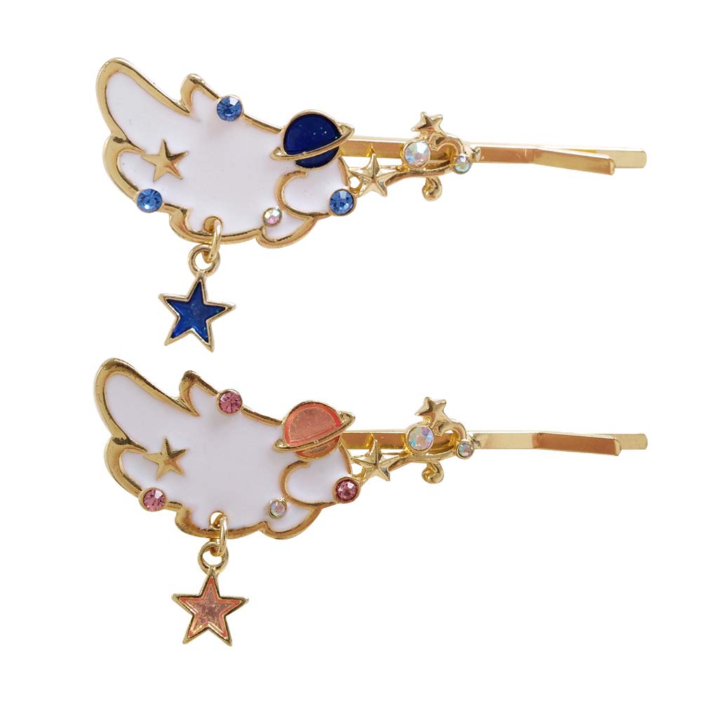 Beaupretty 2Pcs Wing Design Hair Clips - Planet Decorated Hairpins for Women & Girls, Creative Bang Clips Hair Accessories for Parties, Weddings & Daily Styling