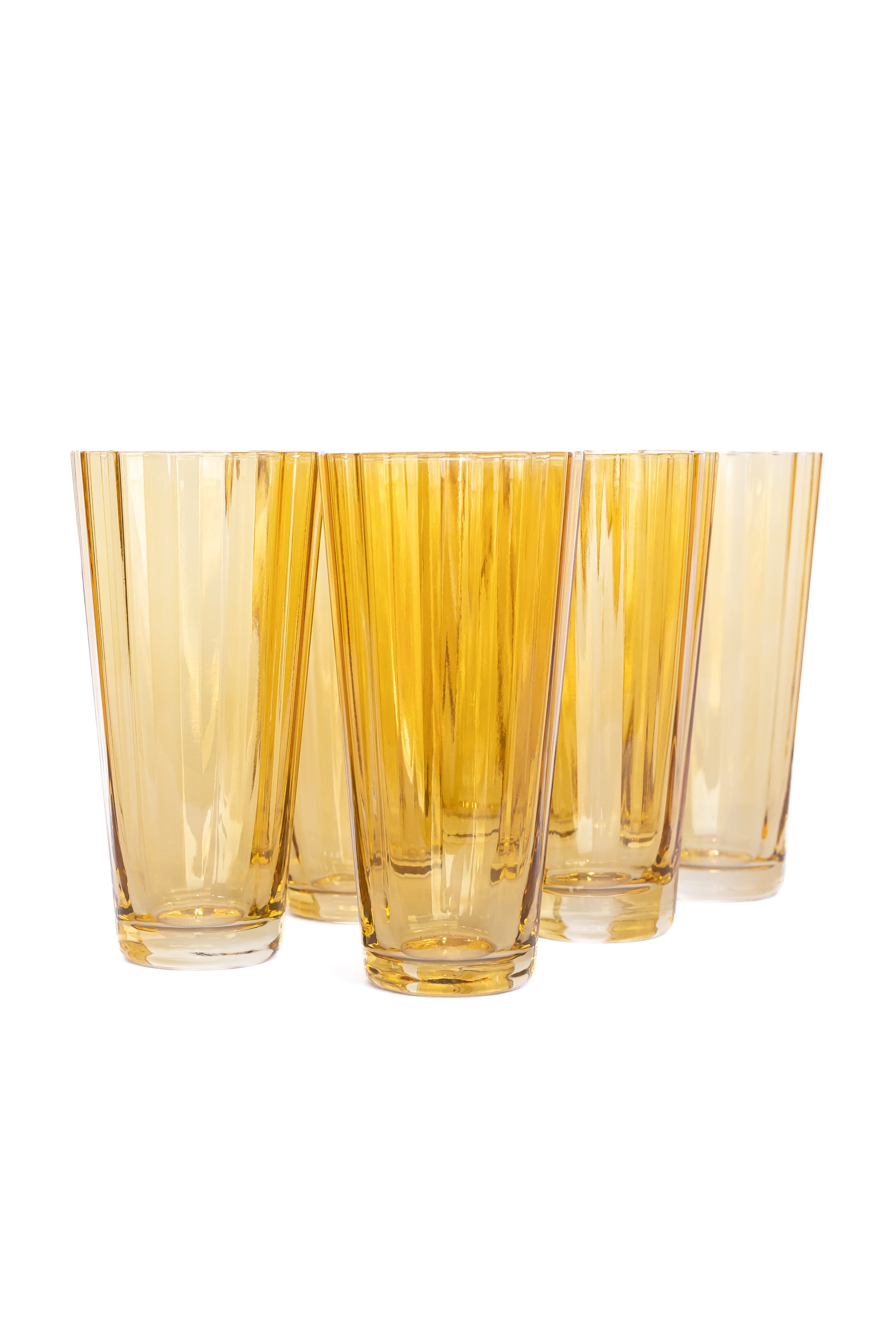 Estelle Colored Sunday Highball Glasses Set of 6 - Vibrant Yellow Drinking Glasses for Cocktails, Iced Tea & Party Drinks - Perfect for Home Bars, Dinner Parties & Summer Entertaining
