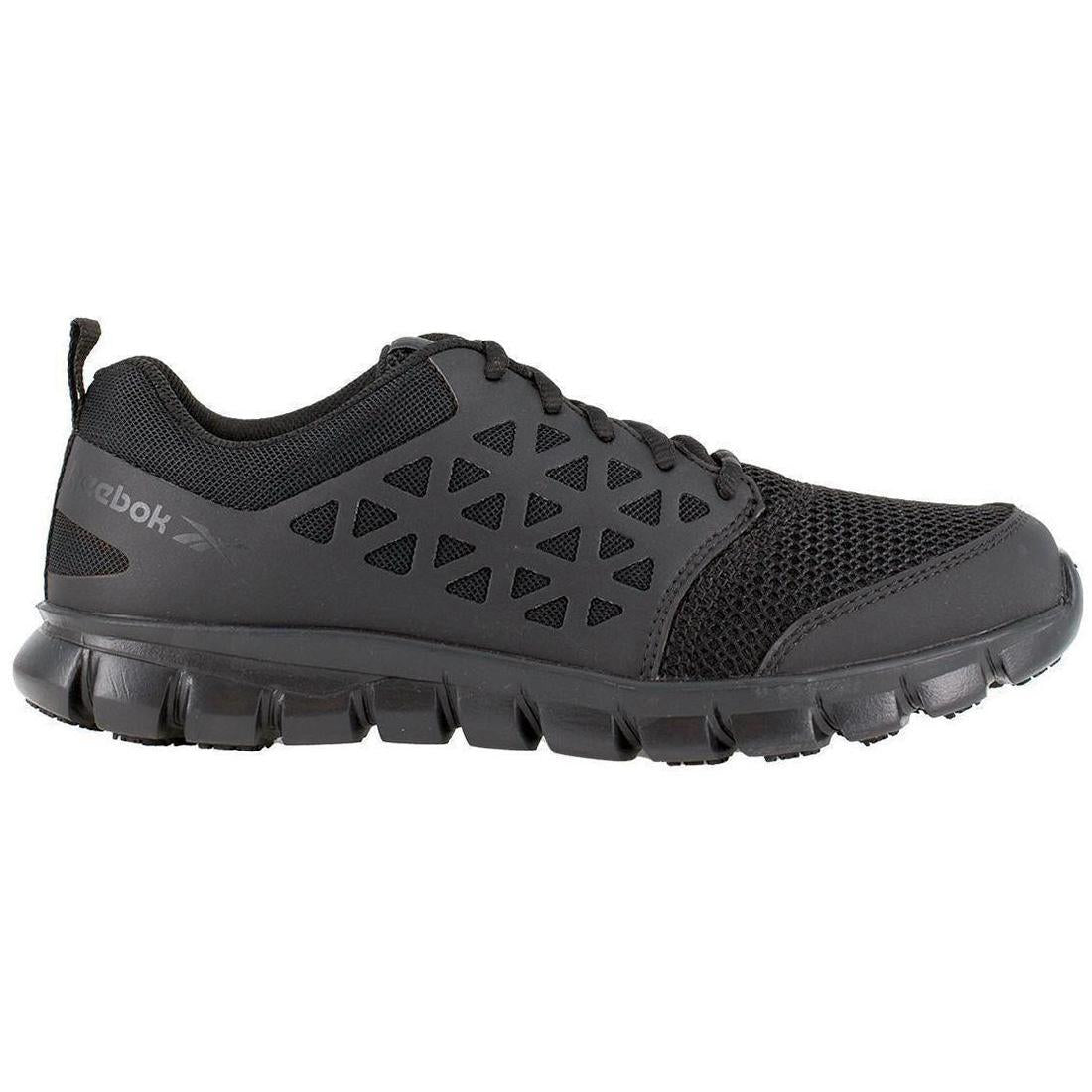 Sublite Cushion Soft Toe Athletic Work Shoes for Men Women - Black Non-Slip Comfortable Sneakers for Running, Walking & Light Duty Jobs