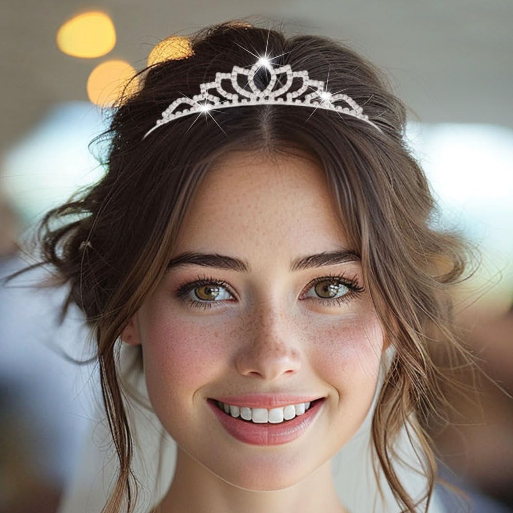 Kilshye Silver Rhinestone Wedding Tiara & Birthday Crown - Elegant Prom Hair Accessories for Women | Perfect for Brides, Quinceañeras & Special Occasions