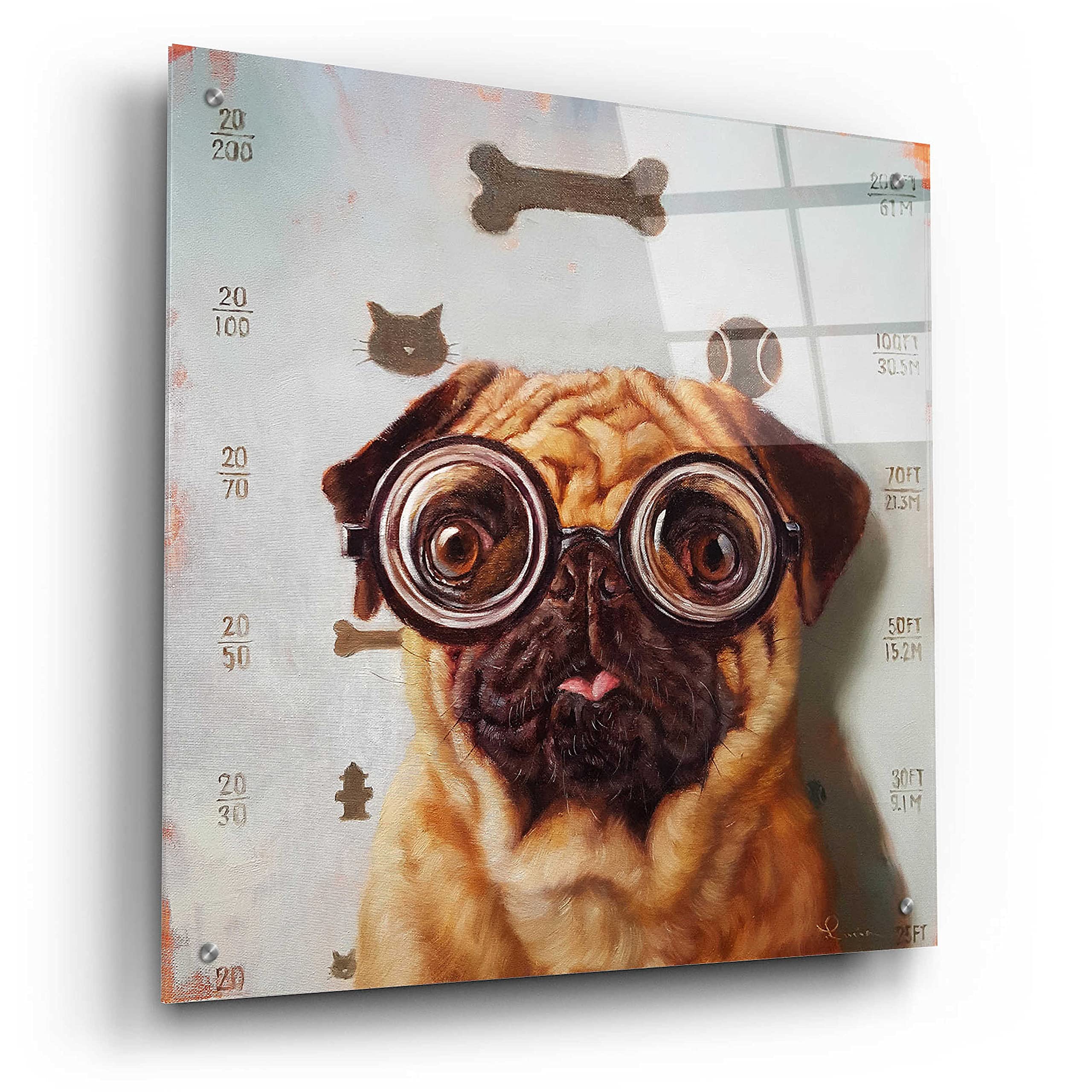 Lucia Heffernan 'Canine Eye Exam' Acrylic Glass Wall Art - 24x24 Inch Modern Dog Painting for Living Room, Office & Veterinary Clinic Decor