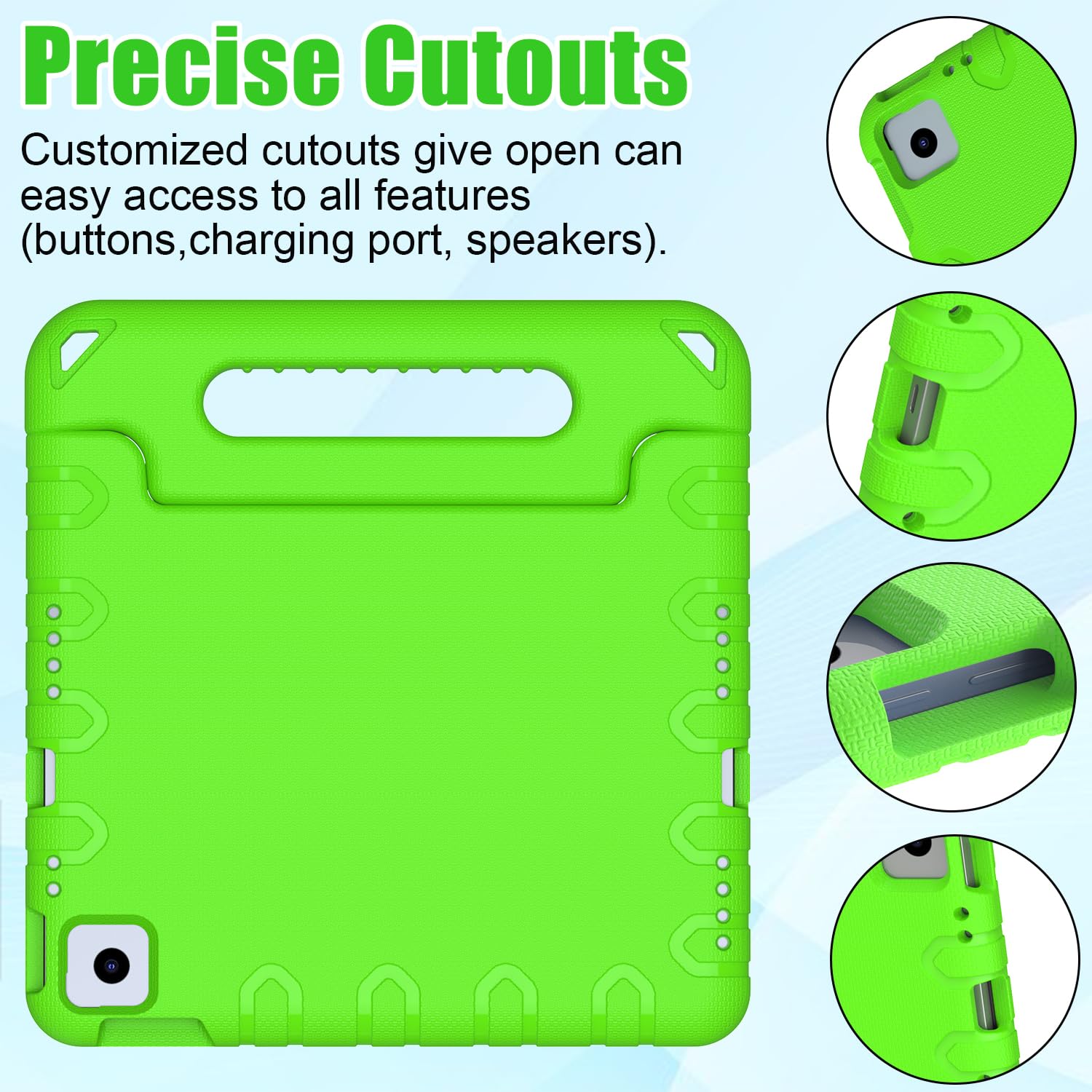 BMOUO Shockproof Kids Case for iPad Air 11-inch M3 (2025) / M2 (2024), iPad Air 5th Gen (2022) / Air 4th Gen (2020) 10.9 Inch - Convertible Handle Stand Protective Cover for Children, Green - Perfect for Home Learning, Travel & Playtime