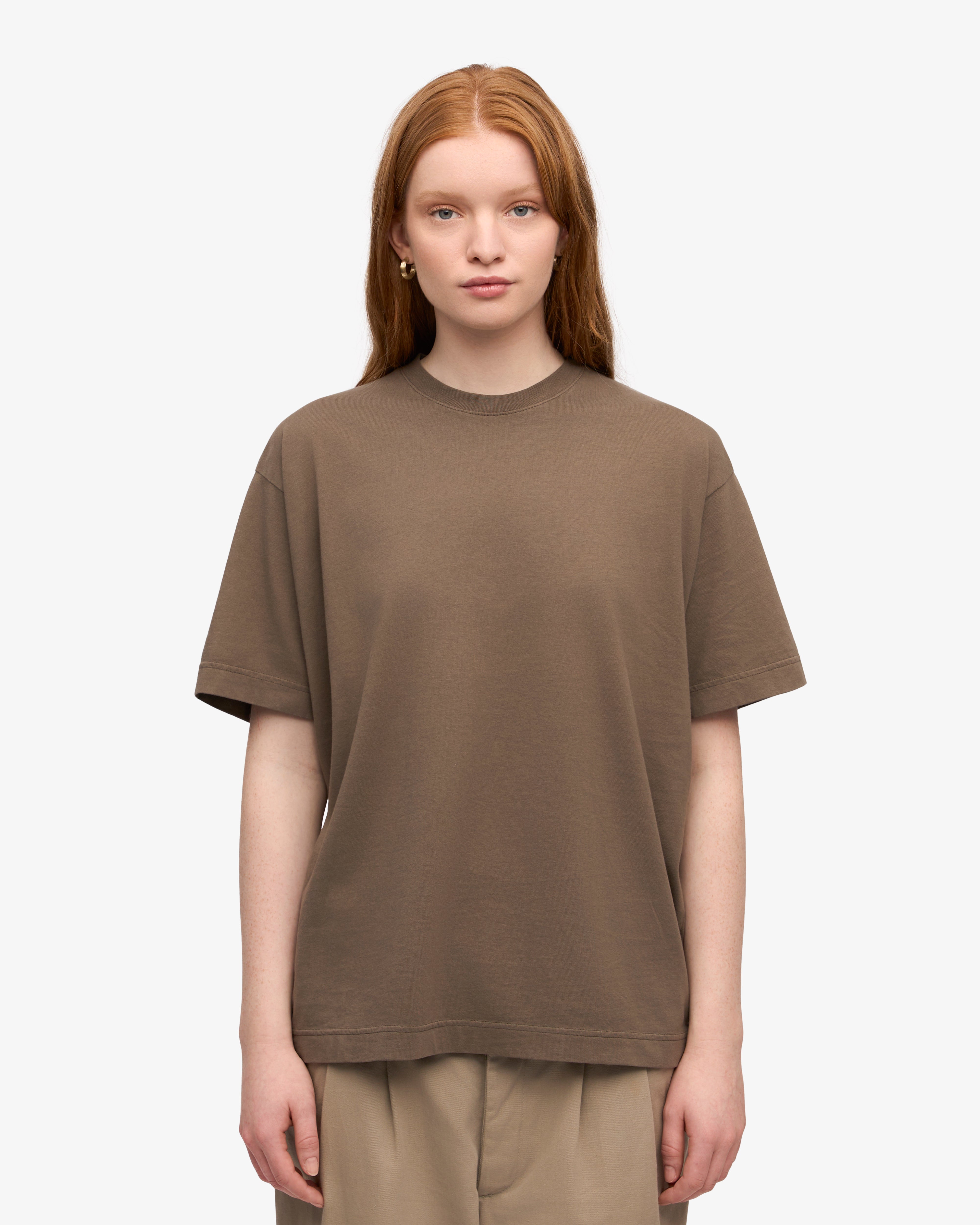 Oversized Organic Cotton T-Shirt for Women - Soft, Comfortable & Eco-Friendly - Cedar Brown - Perfect for Casual Wear, Loungewear & Everyday Outfits