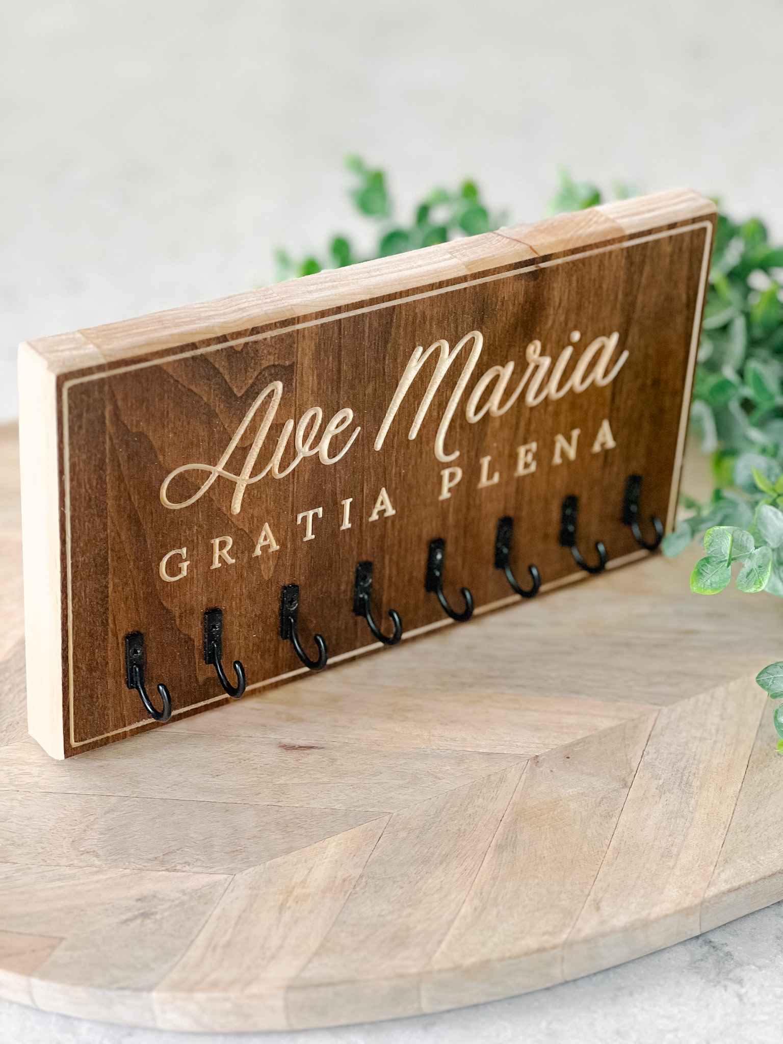 Ave Maria Rosary Hanger - Beautiful Catholic Wall Hook for Prayer Beads - Perfect for Home Chapel, Bedroom, or Gift Giving