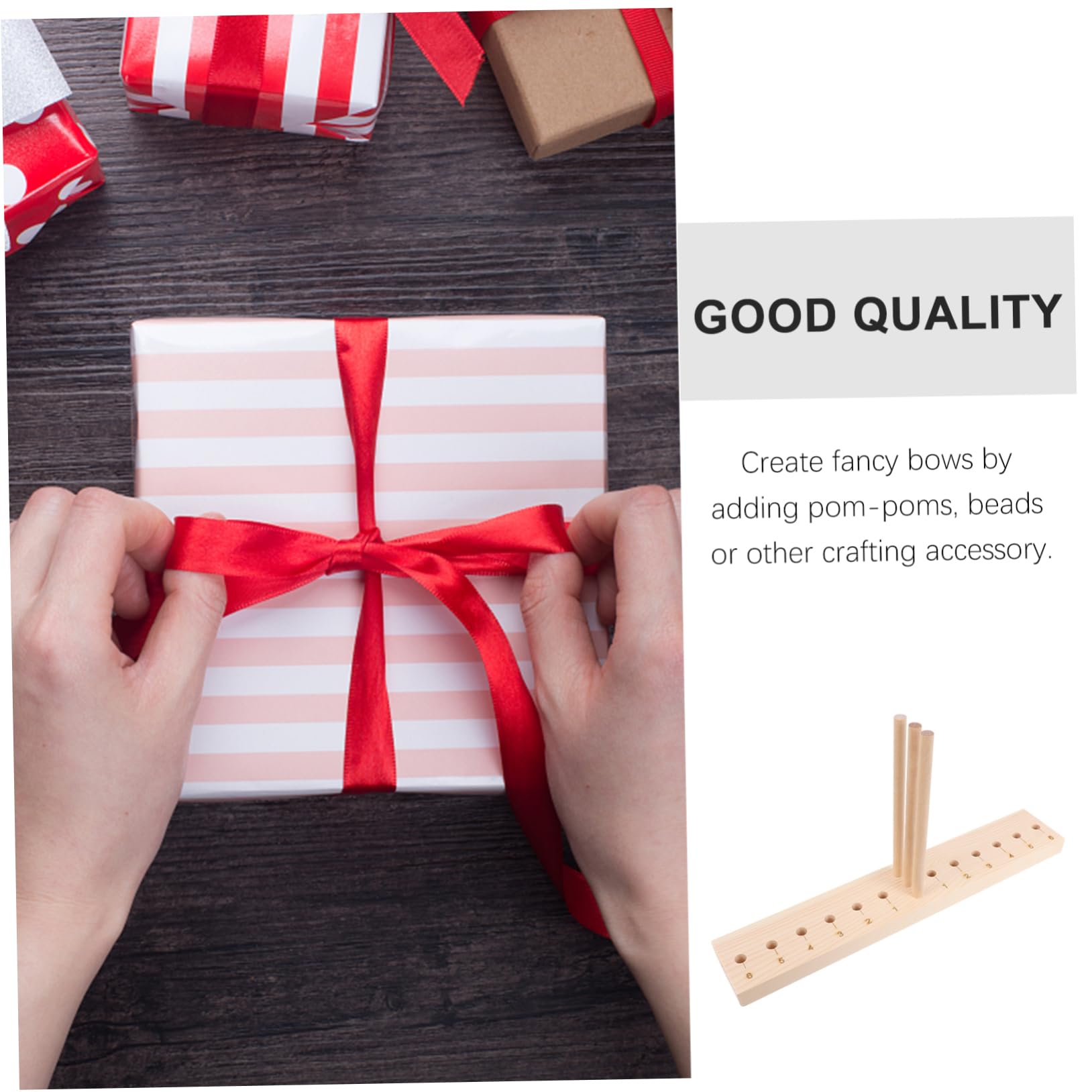Operitacx 2-Piece Wooden Bow Maker Tool Set - DIY Metal Drumsticks for Crafting Christmas Bows, Ribbon Corsages, Wreaths & Wrist Flowers - Perfect for Holiday Decorations, Gift Wrapping & Floral Arrangements