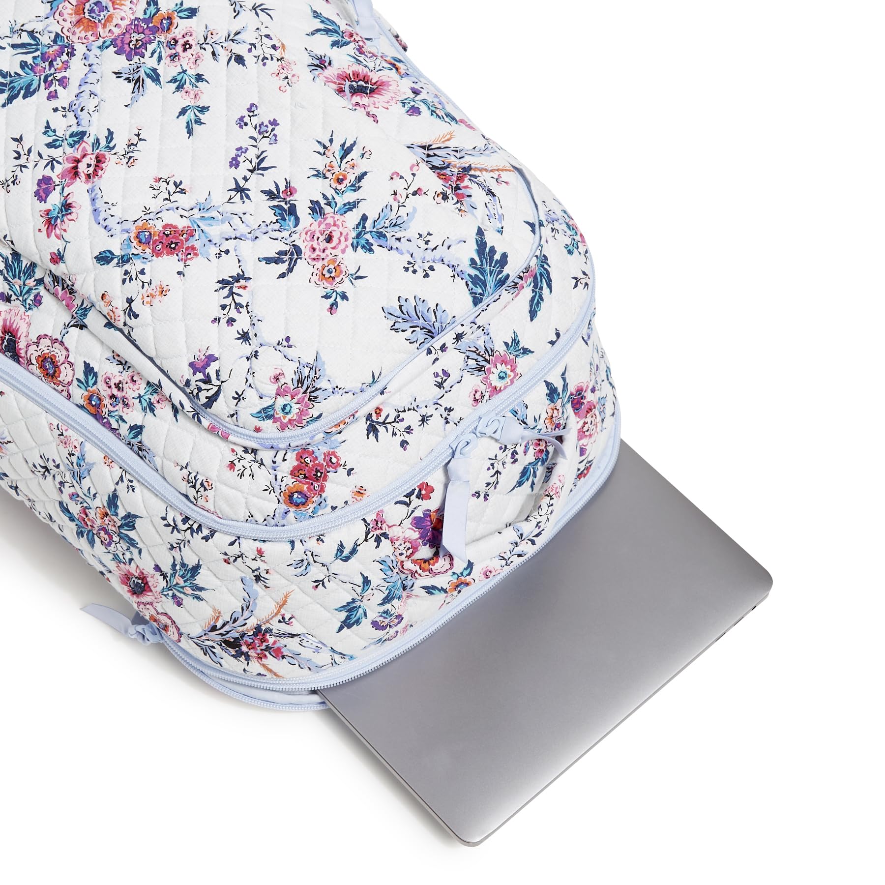 Vera Bradley Large Cotton Backpack for Women - Stylish Travel Bag with Magnifique Floral Pattern | Perfect for School, Work, Commuting & Weekend Getaways