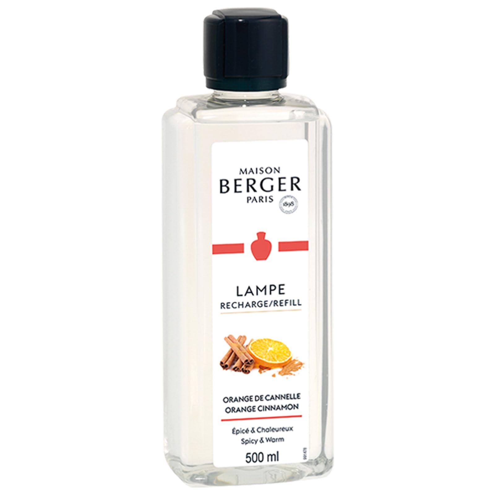 MAISON BERGER Orange Cinnamon Scented Oil Refill - 16.9 oz (500ml) for Lampe Berger Home Fragrance Diffuser - Air Freshener for Living Room, Bedroom & Office - Long-Lasting Aroma