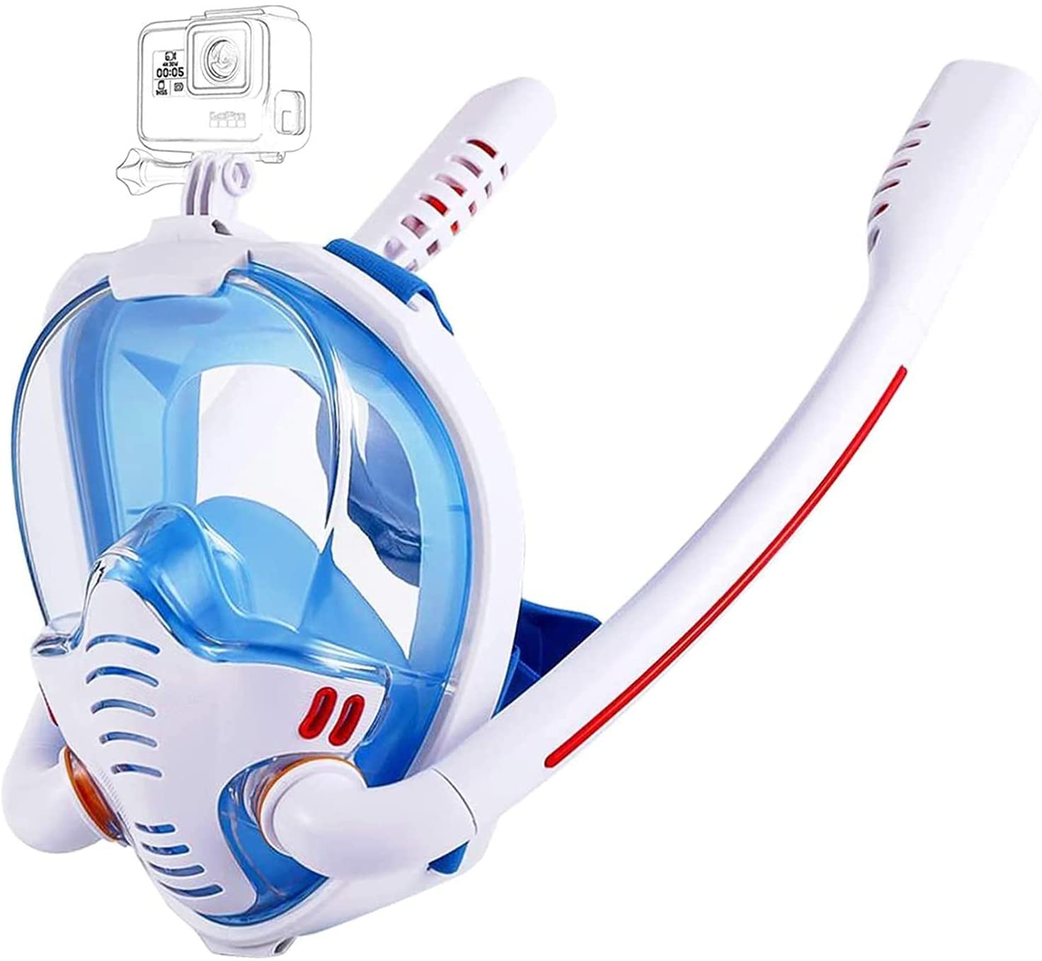 ZSMFCD Full Face Snorkel Mask with Anti-Fog Wipes - 180° Panoramic HD View, Anti-Leak Dry Top Snorkeling Set for Adults & Kids (White, L-XL) - Perfect for Ocean Swimming, Snorkeling Adventures & Family Beach Vacations